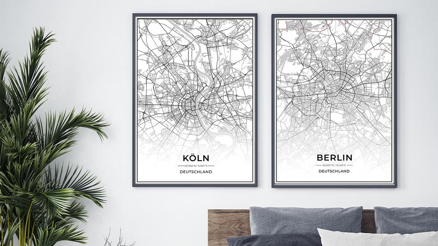 Stadt Poster individuell erstellen - Personalisierte Poster mit unserem Editor