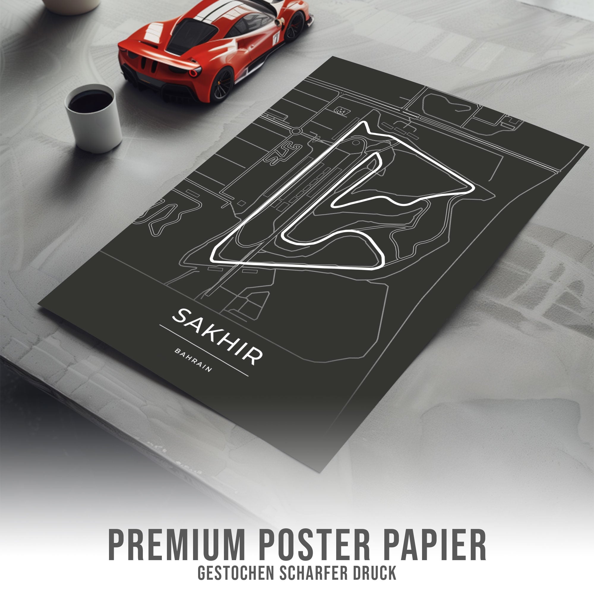 Rennstrecke Poster - Sakhir Bahrain - Motorsport Karte