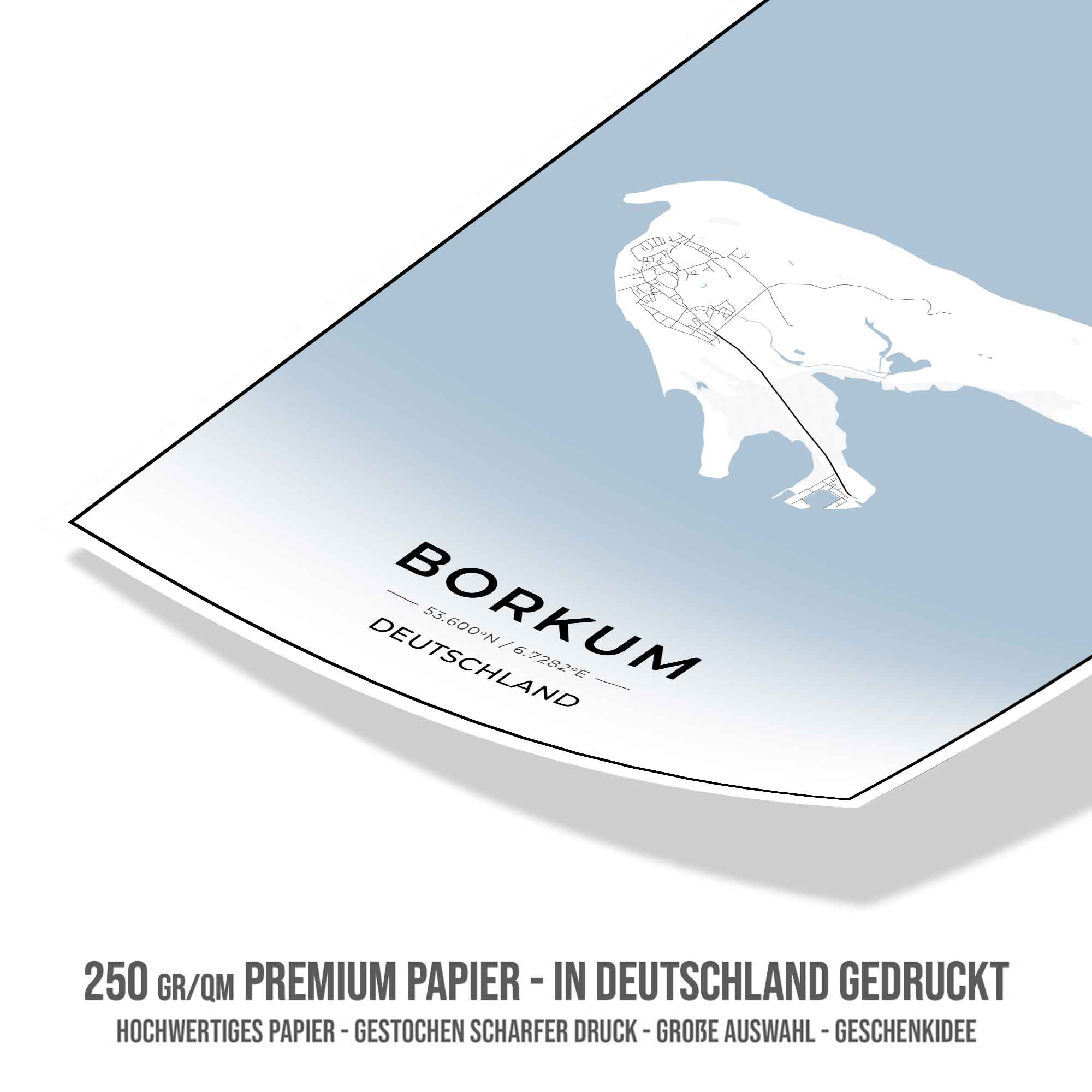 Insel Karten Poster - Borkum