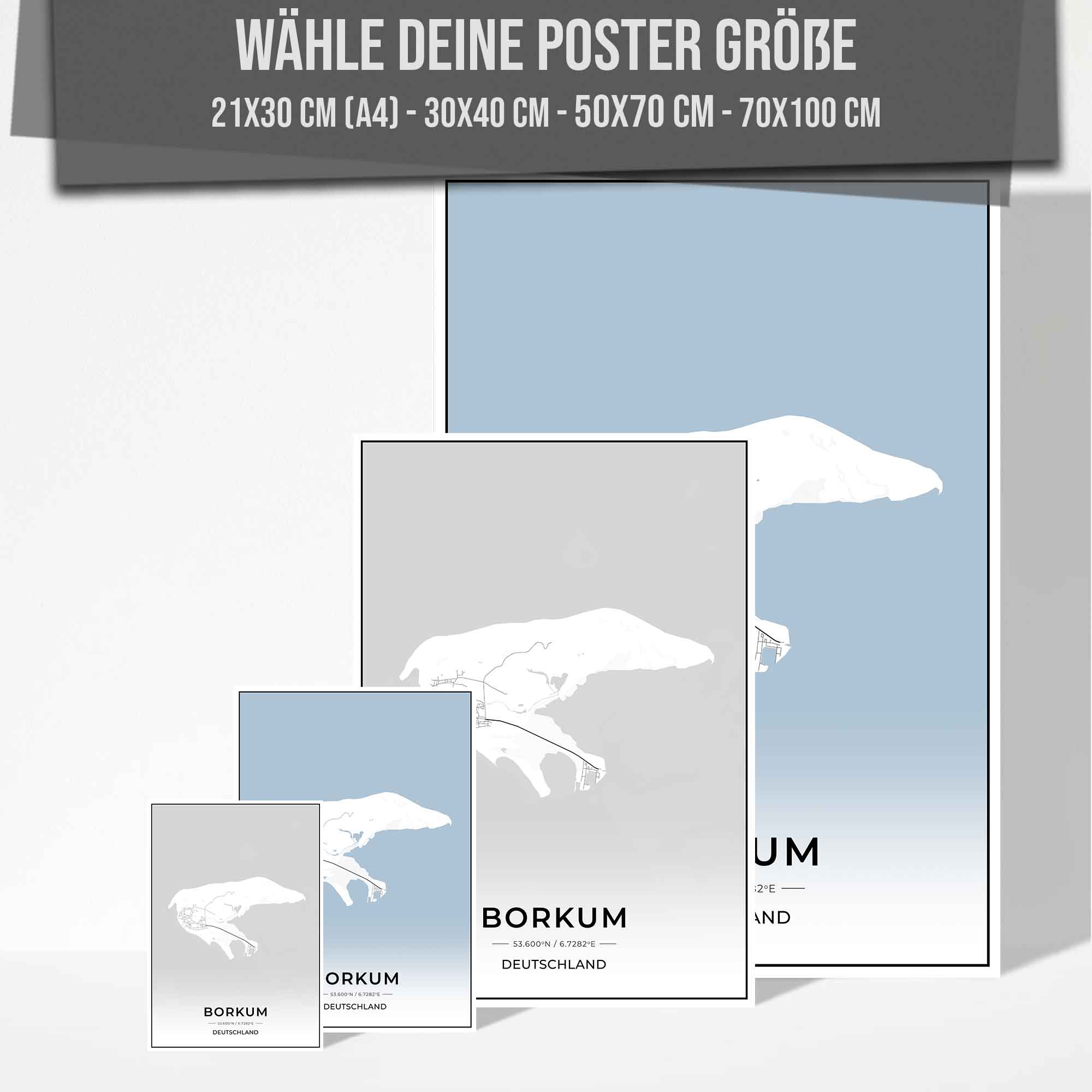 Insel Karten Poster - Borkum