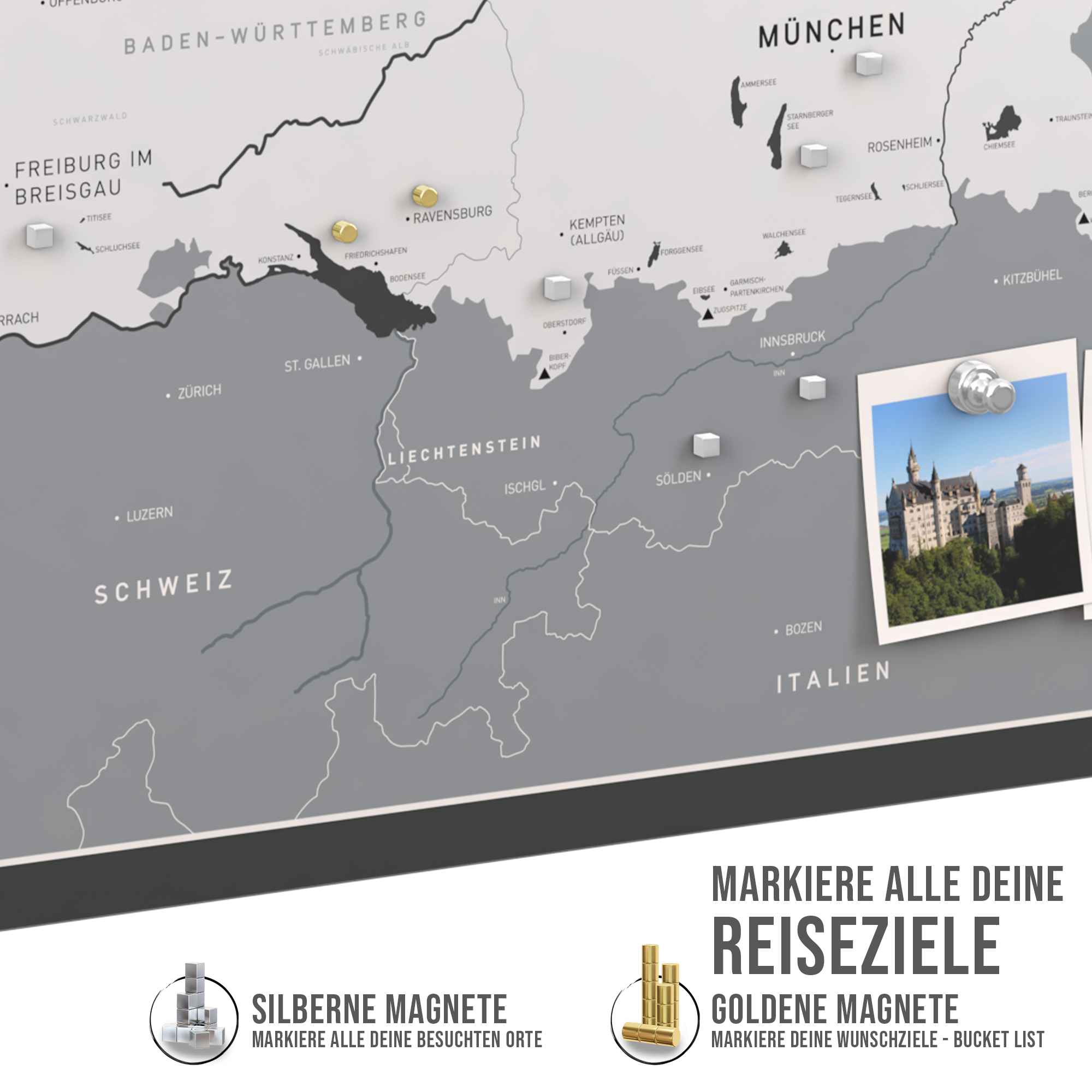 Die magnetische Deutschlandkarte - inkl. Magnet Pins