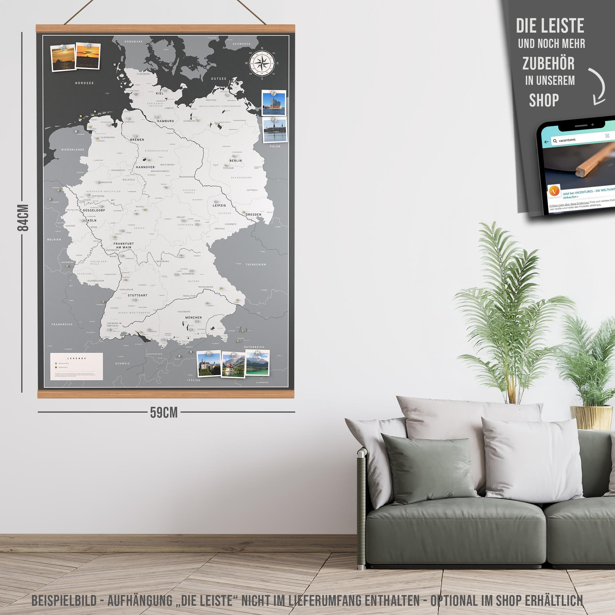 Die magnetische Deutschlandkarte - inkl. Magnet Pins