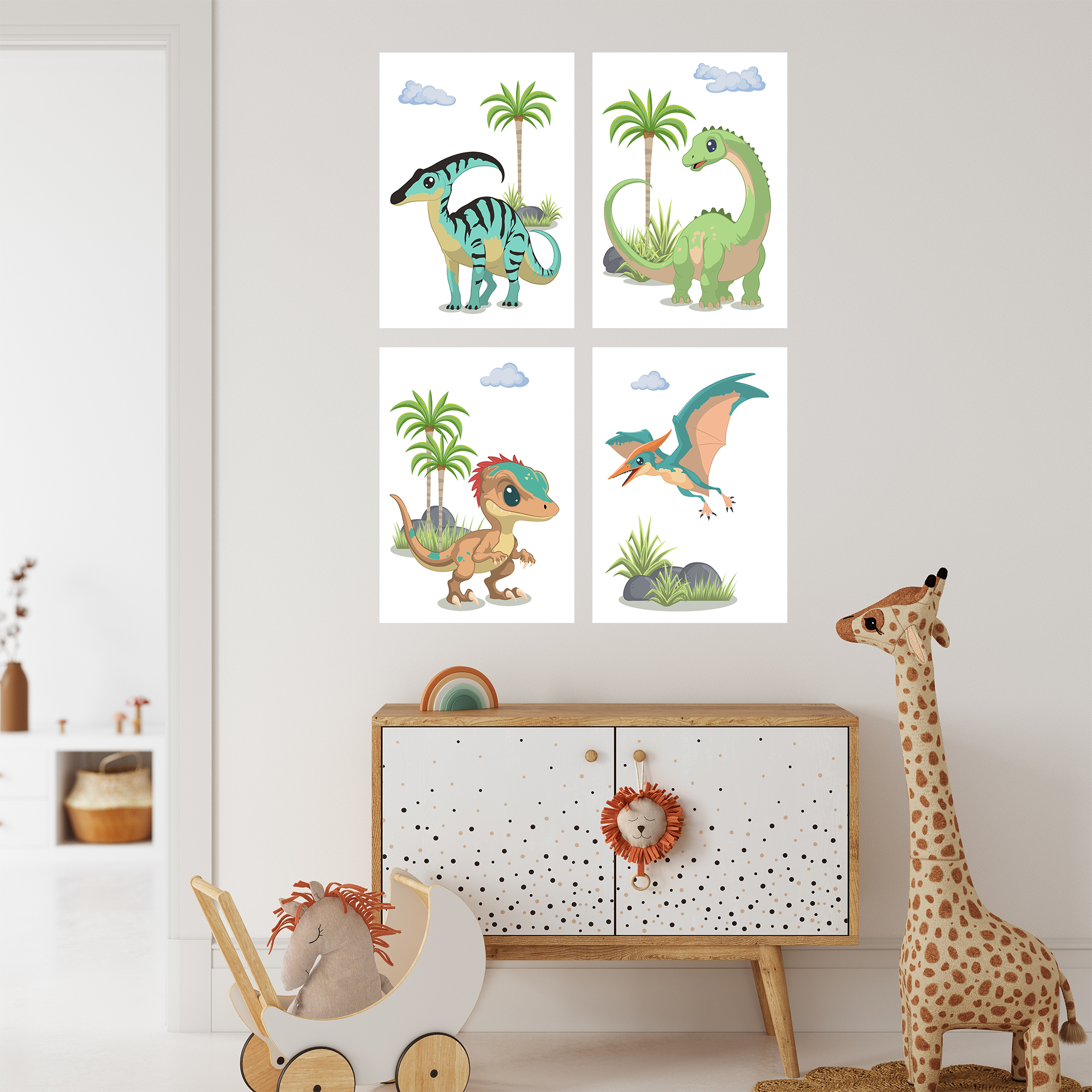 Kinderzimmer Dinosaurer Poster Set