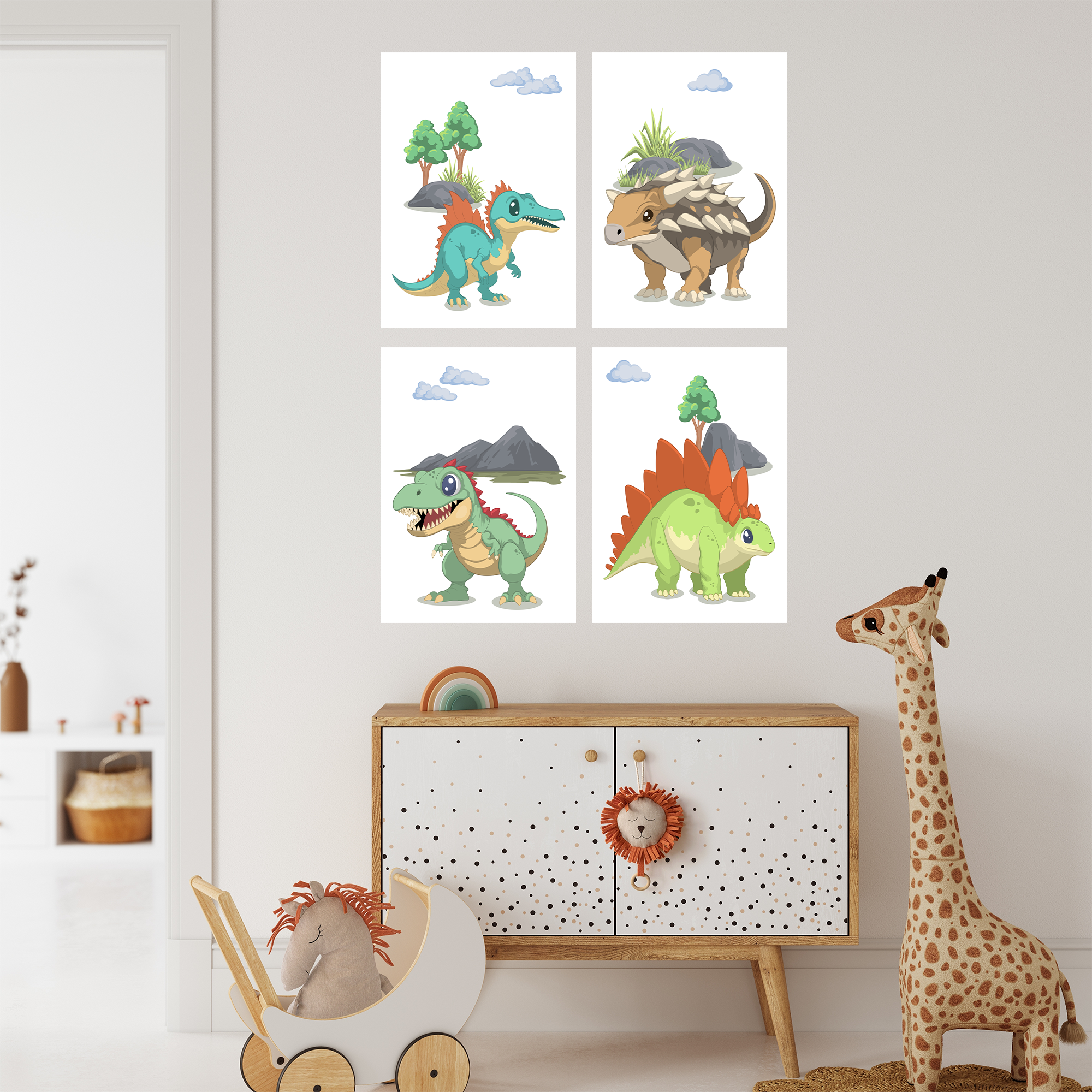 Kinderzimmer Dinosaurer Poster Set