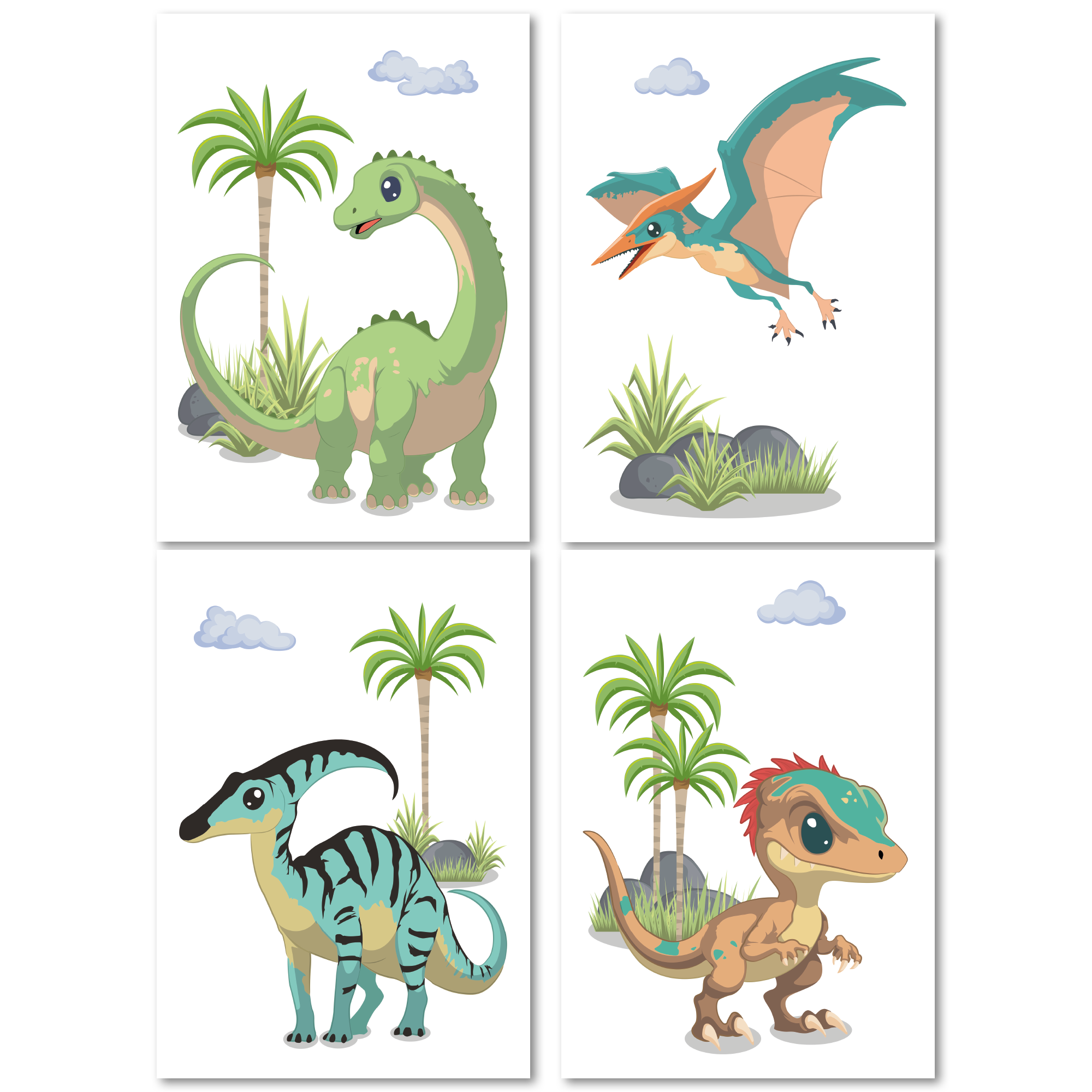 Kinderzimmer Dinosaurer Poster Set