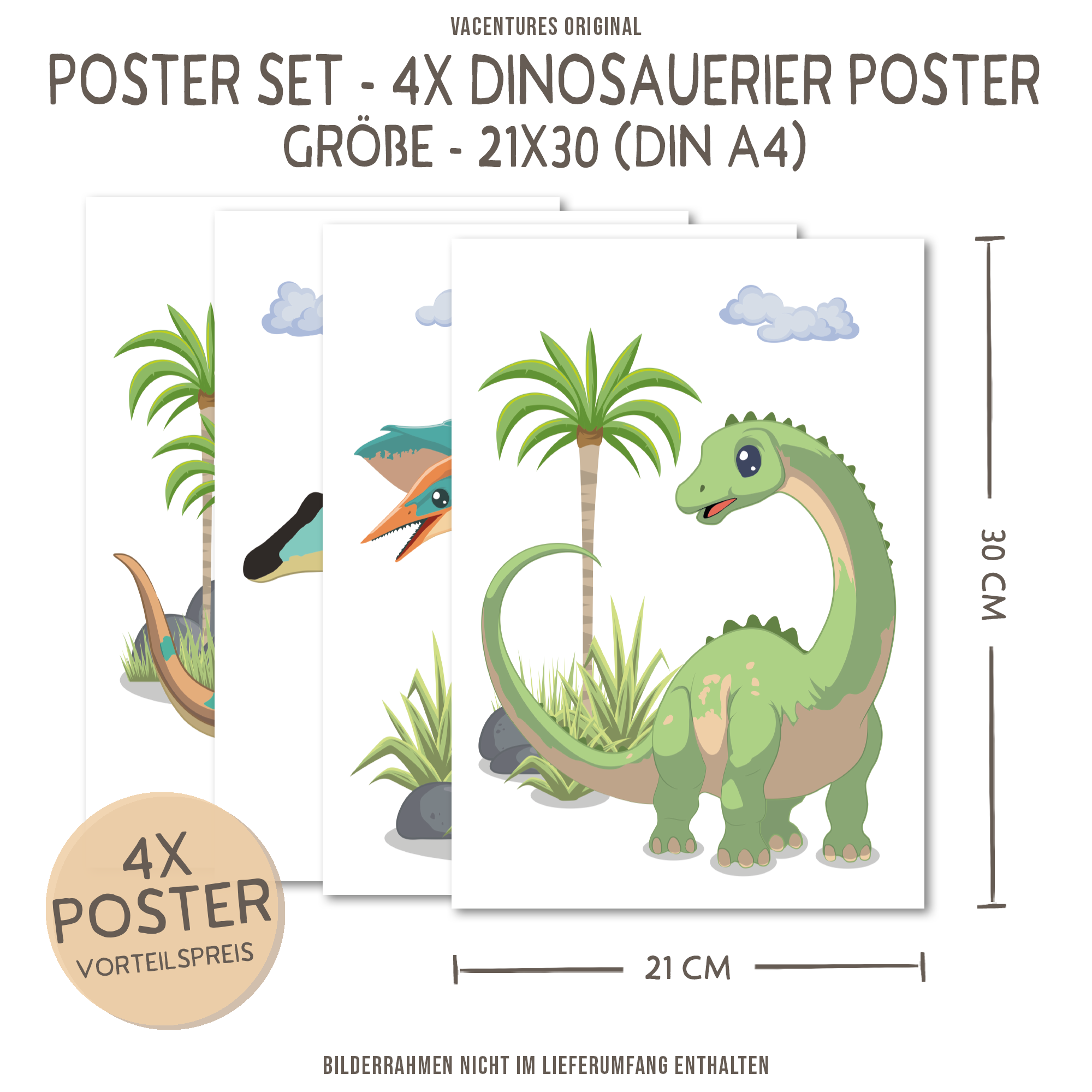 Kinderzimmer Dinosaurer Poster Set