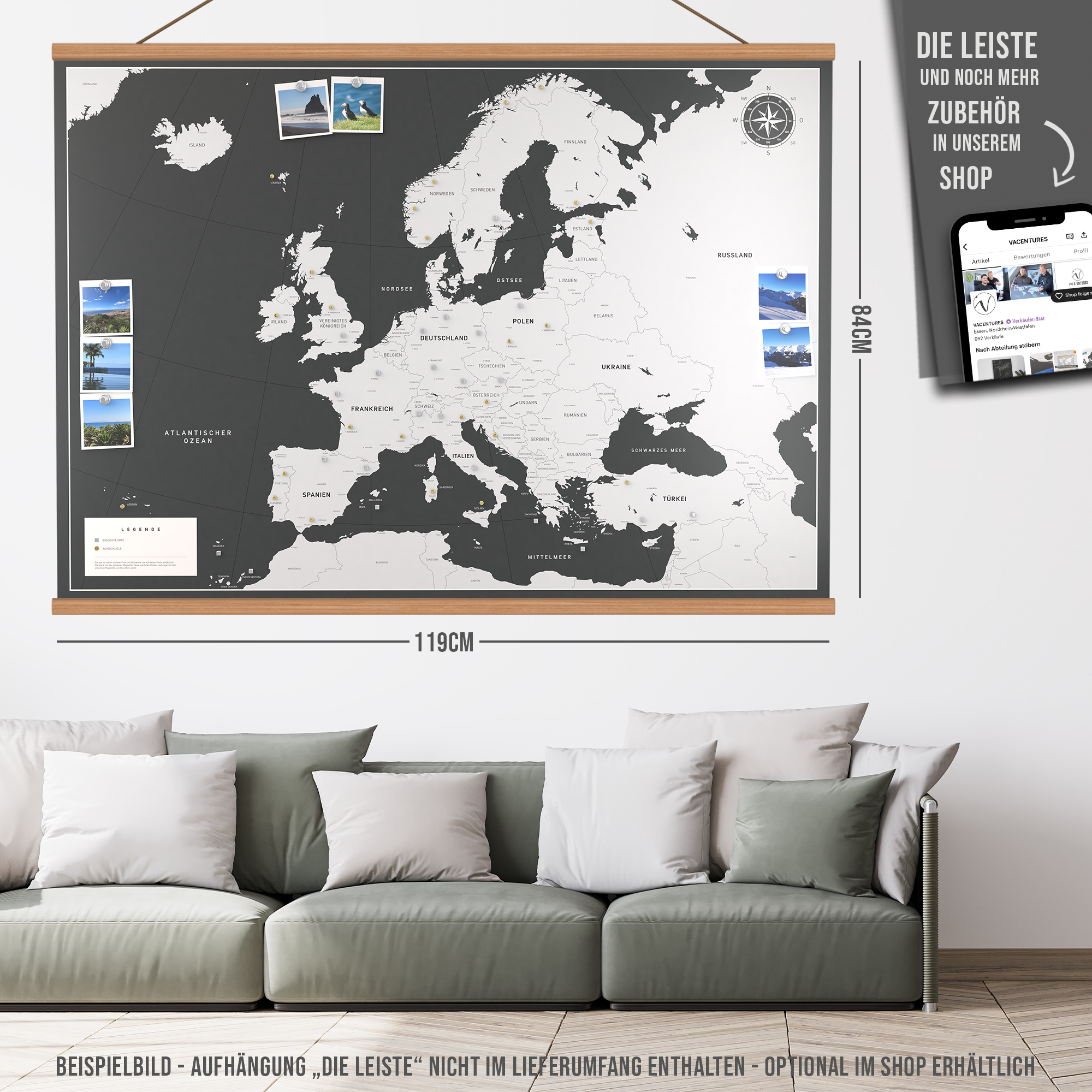 Die magnetische Europakarte - inkl. Magnet Pins