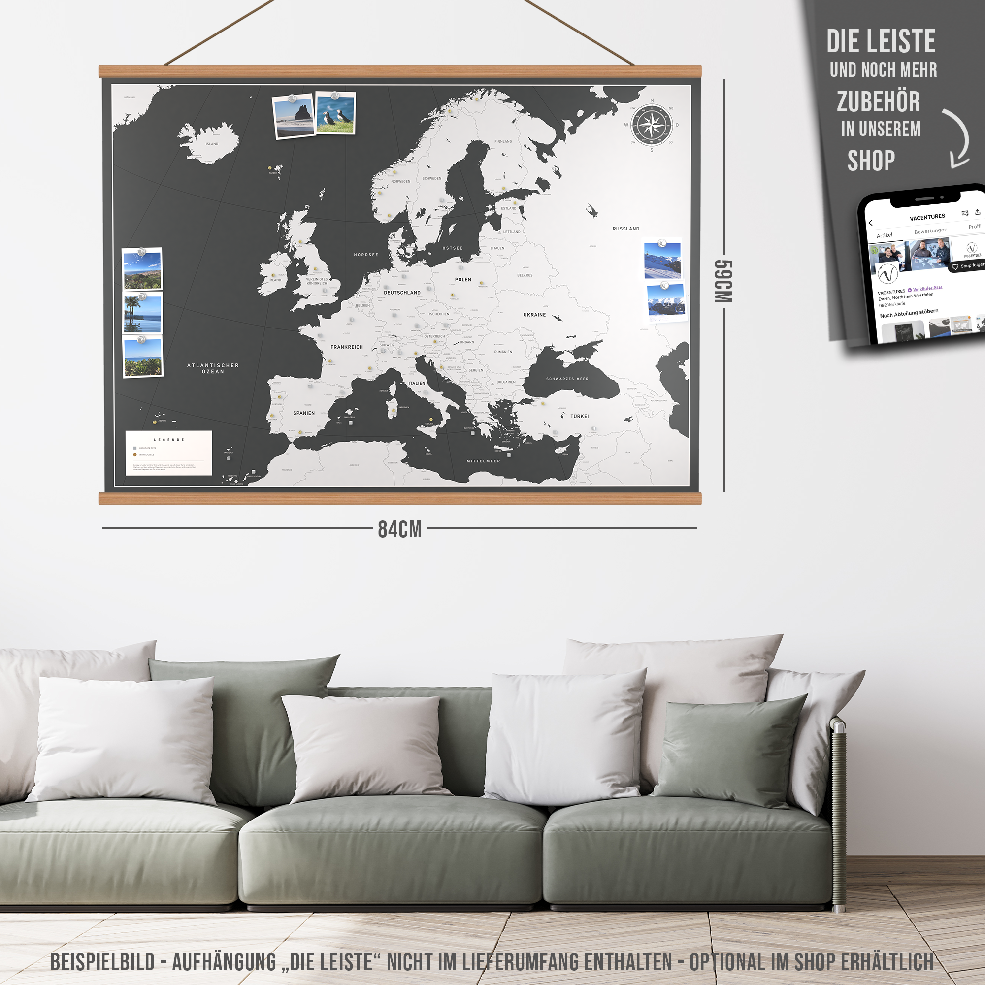 Die magnetische Europakarte - inkl. Magnet Pins
