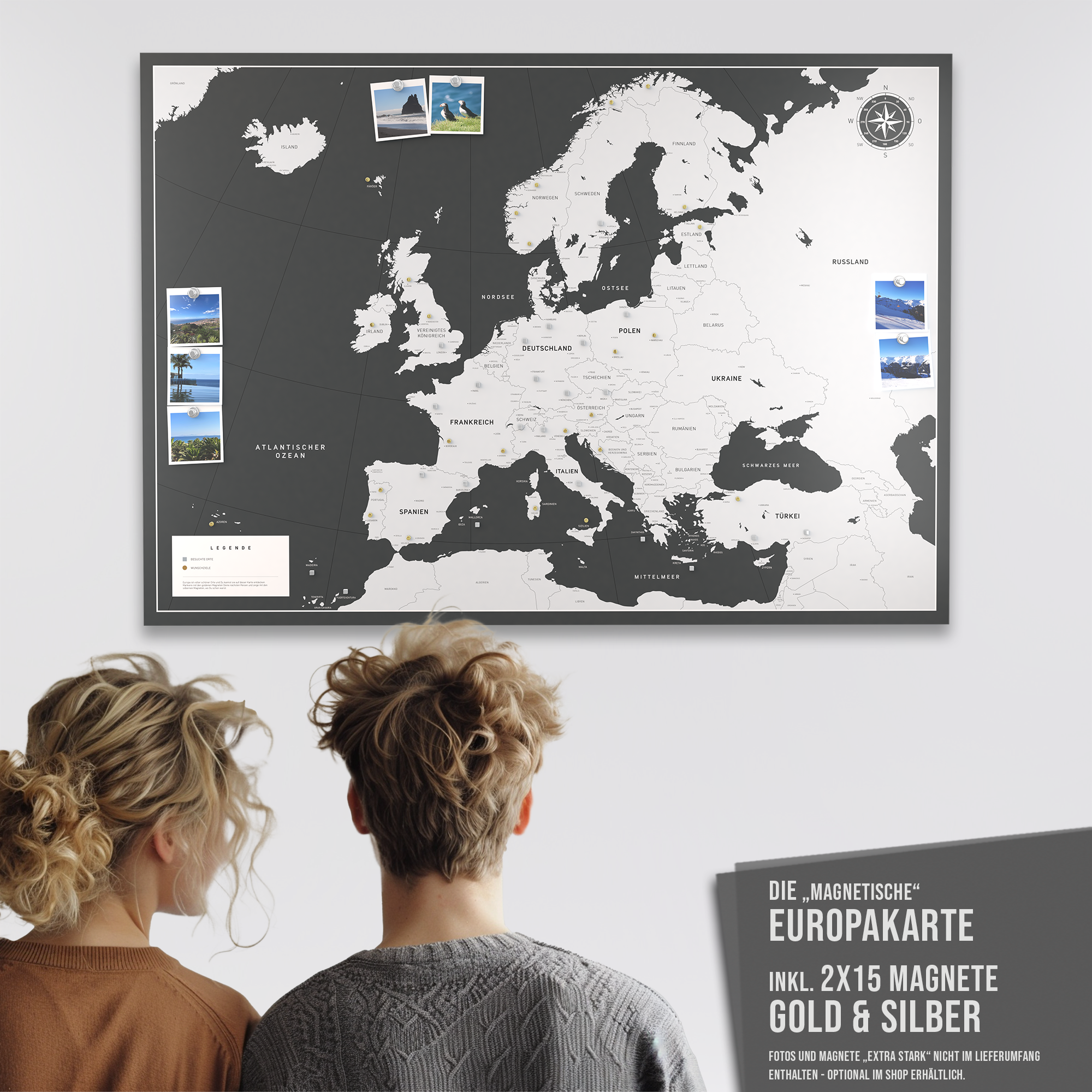 Die magnetische Europakarte - inkl. Magnet Pins