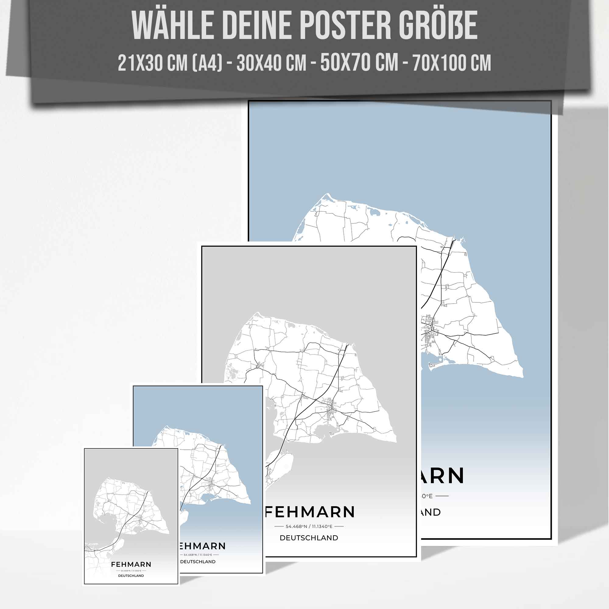 Insel Karten Poster - Fehmarn