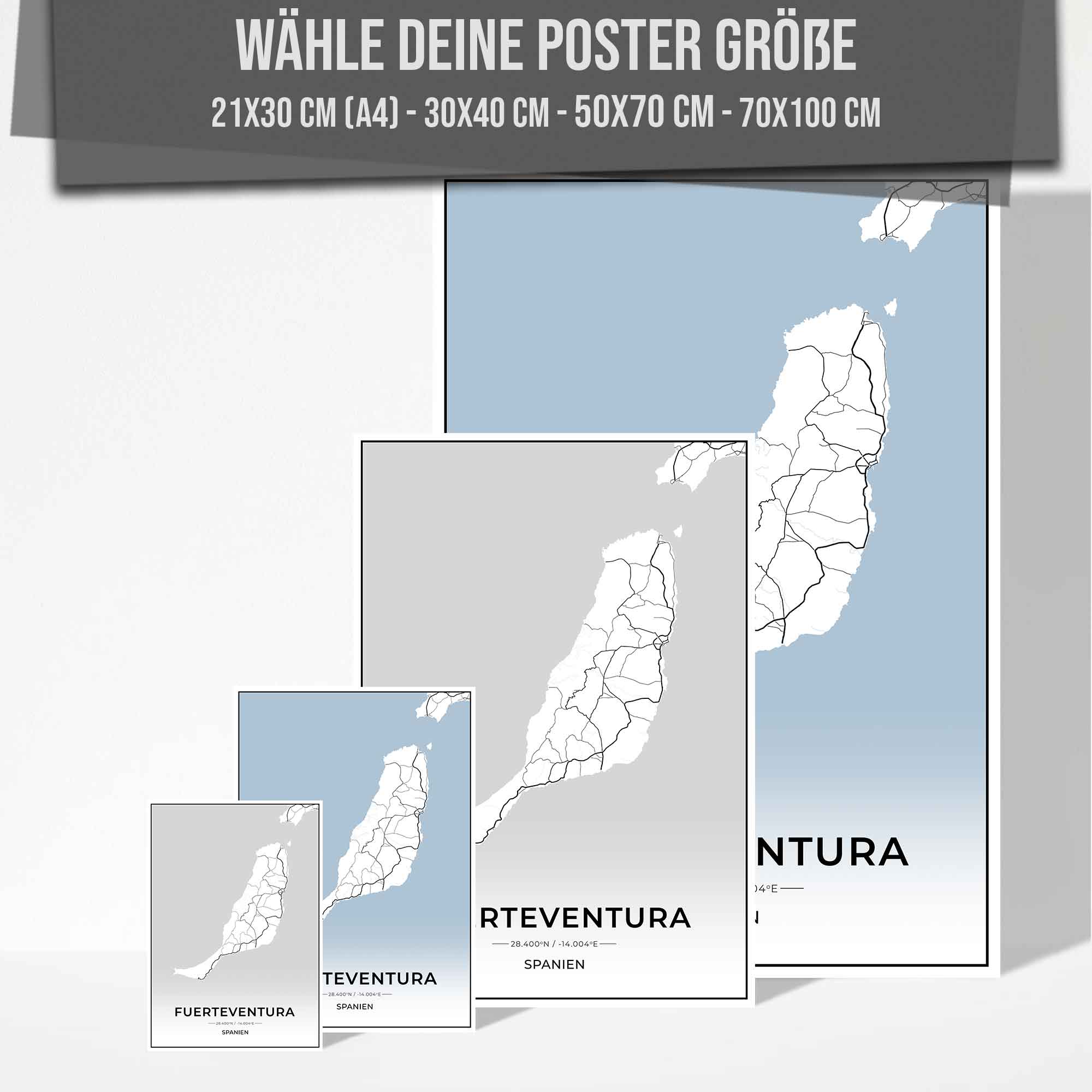 Insel Karten Poster - Fuerteventura
