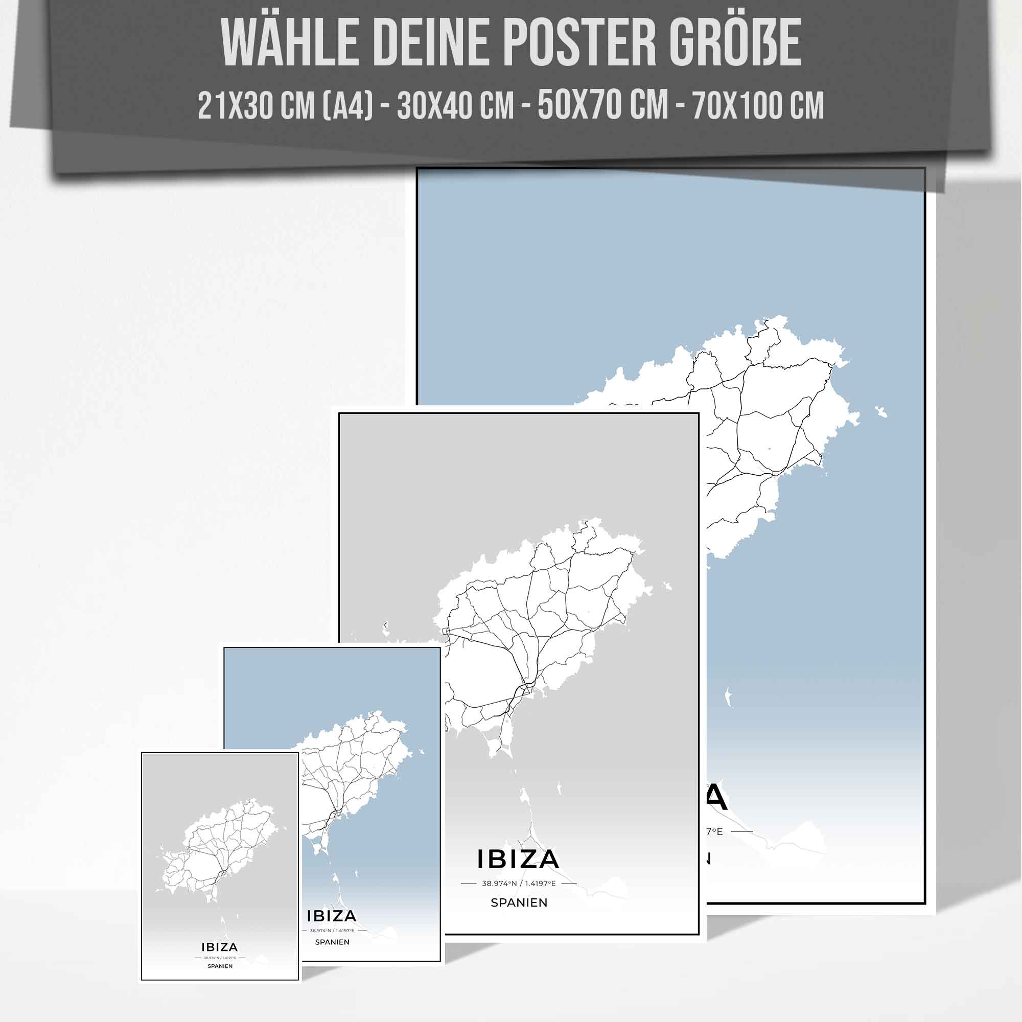 Insel Karten Poster - Ibiza