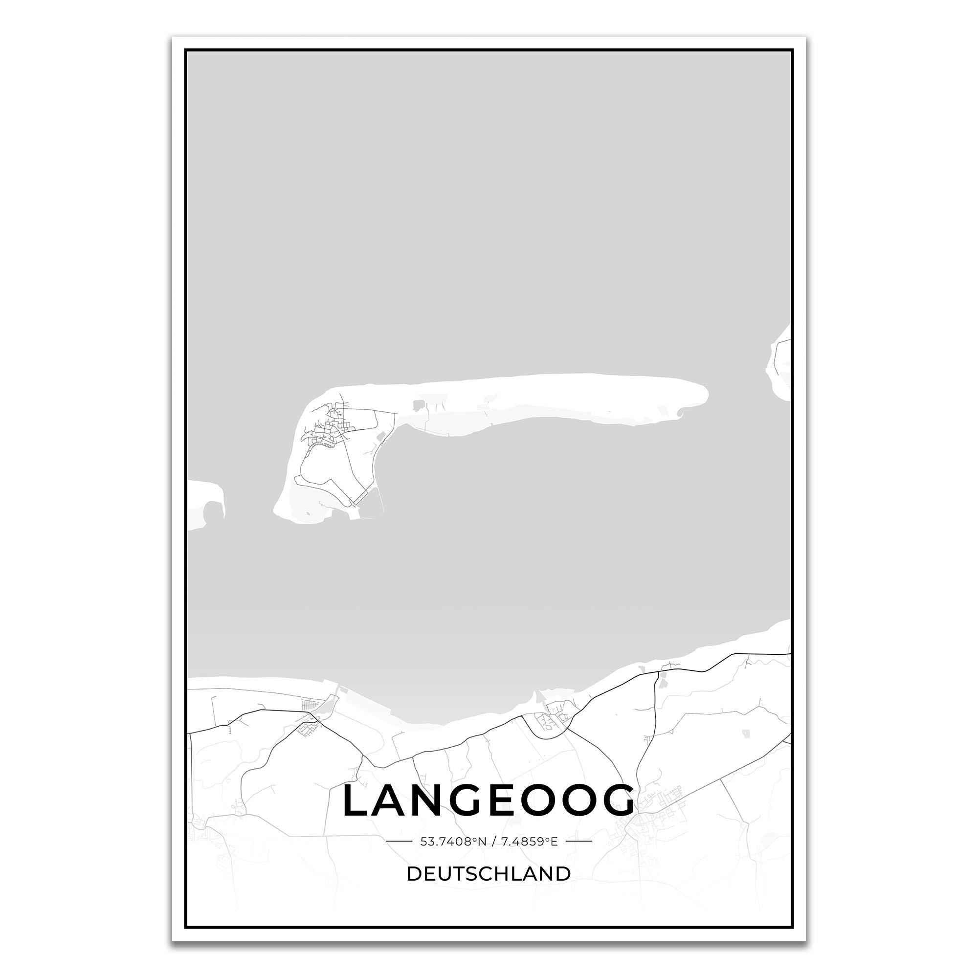 Insel Karten Poster - Langeoog