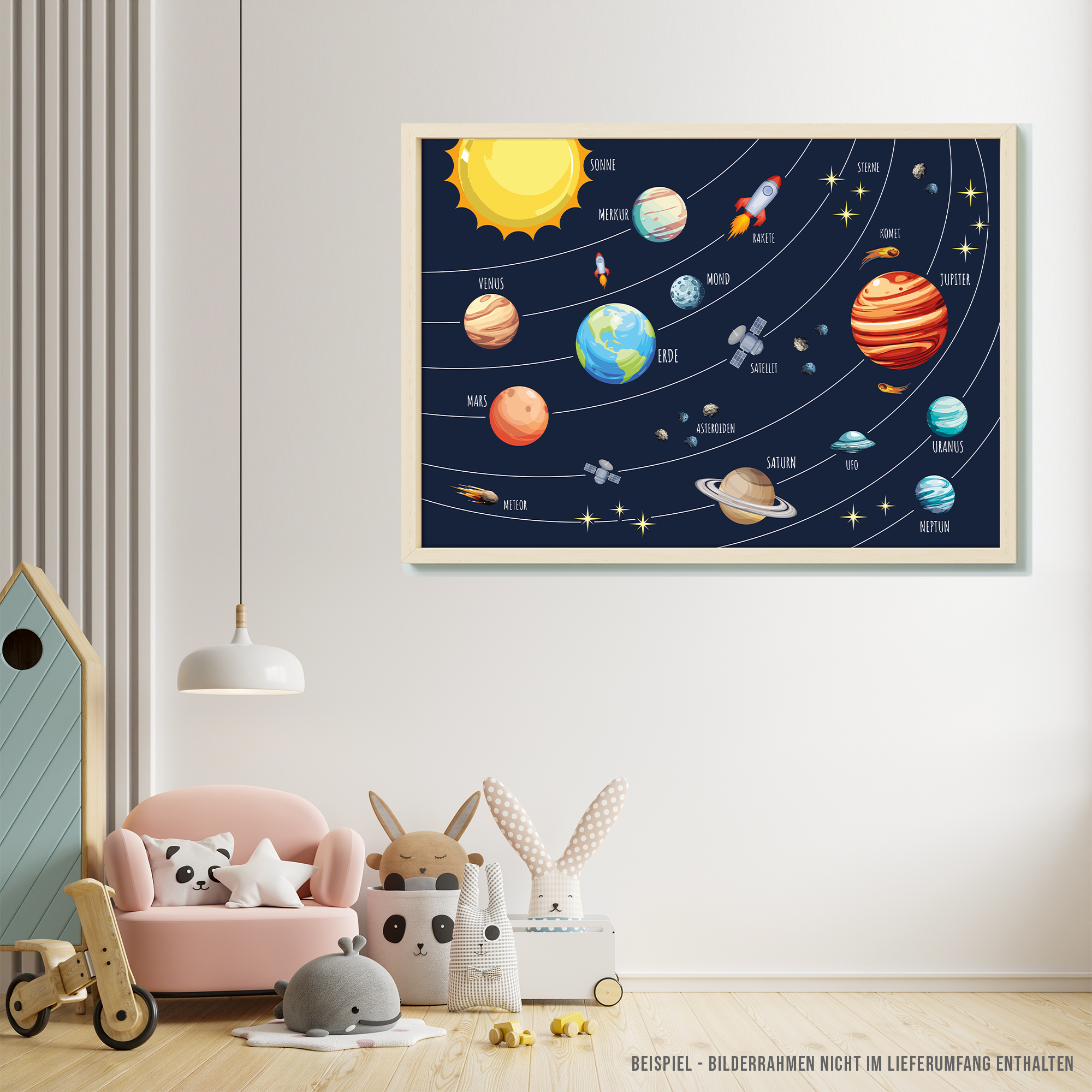 Kinderzimmer Weltall Poster - Blau