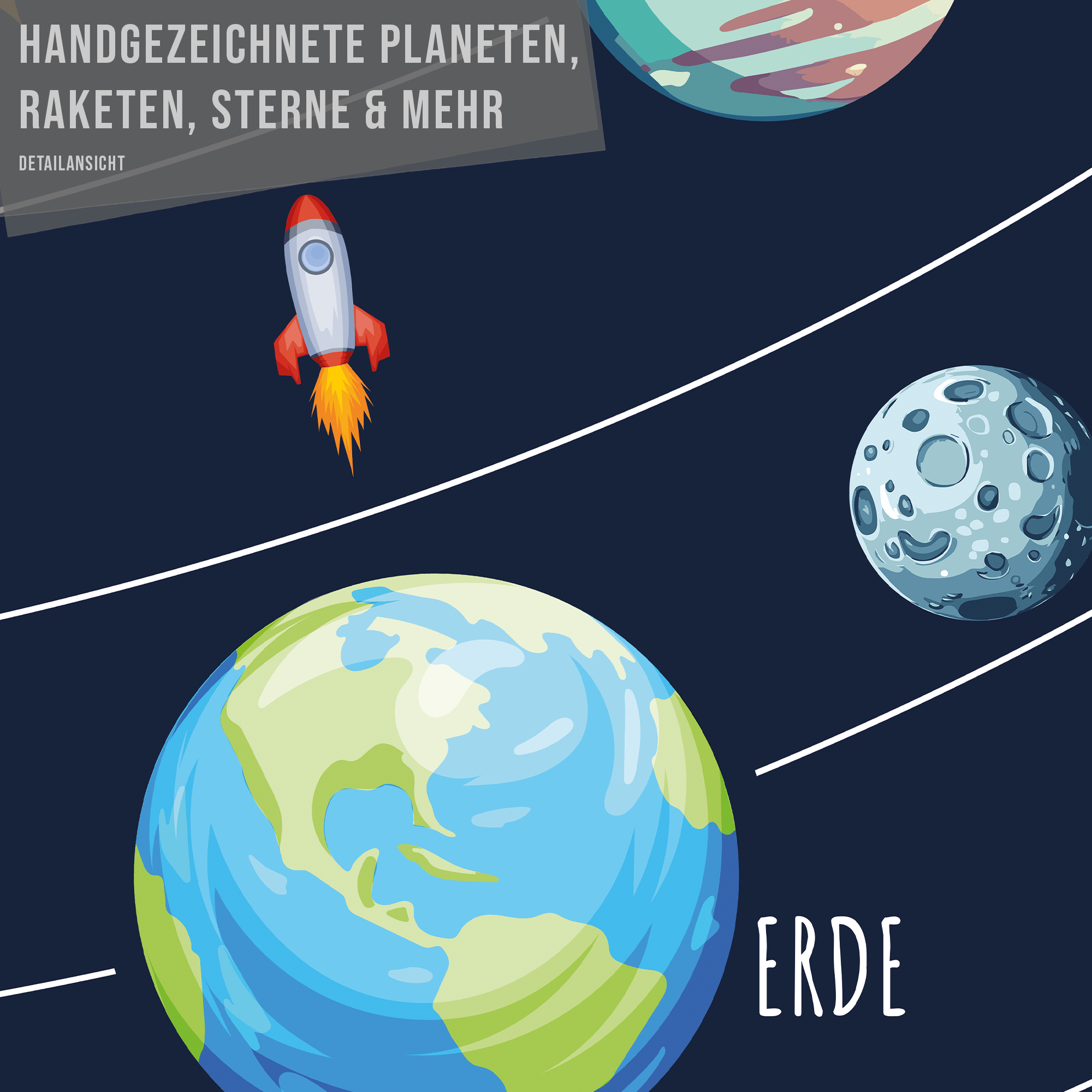 Kinderzimmer Weltall Poster - Blau
