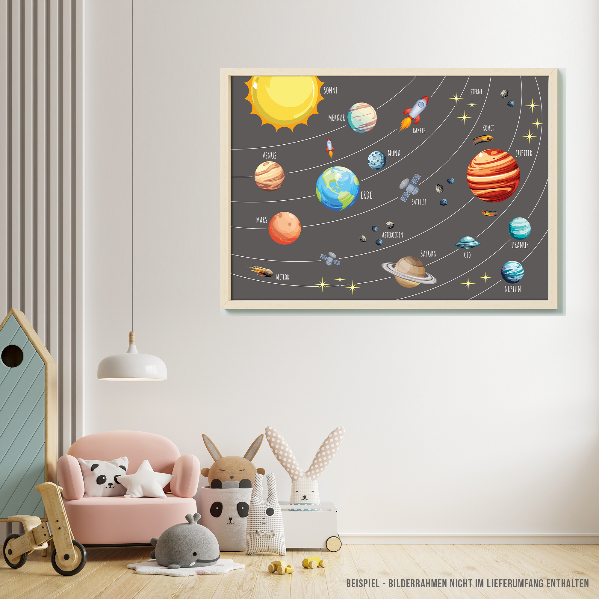 Kinderzimmer Weltall Poster - Grau