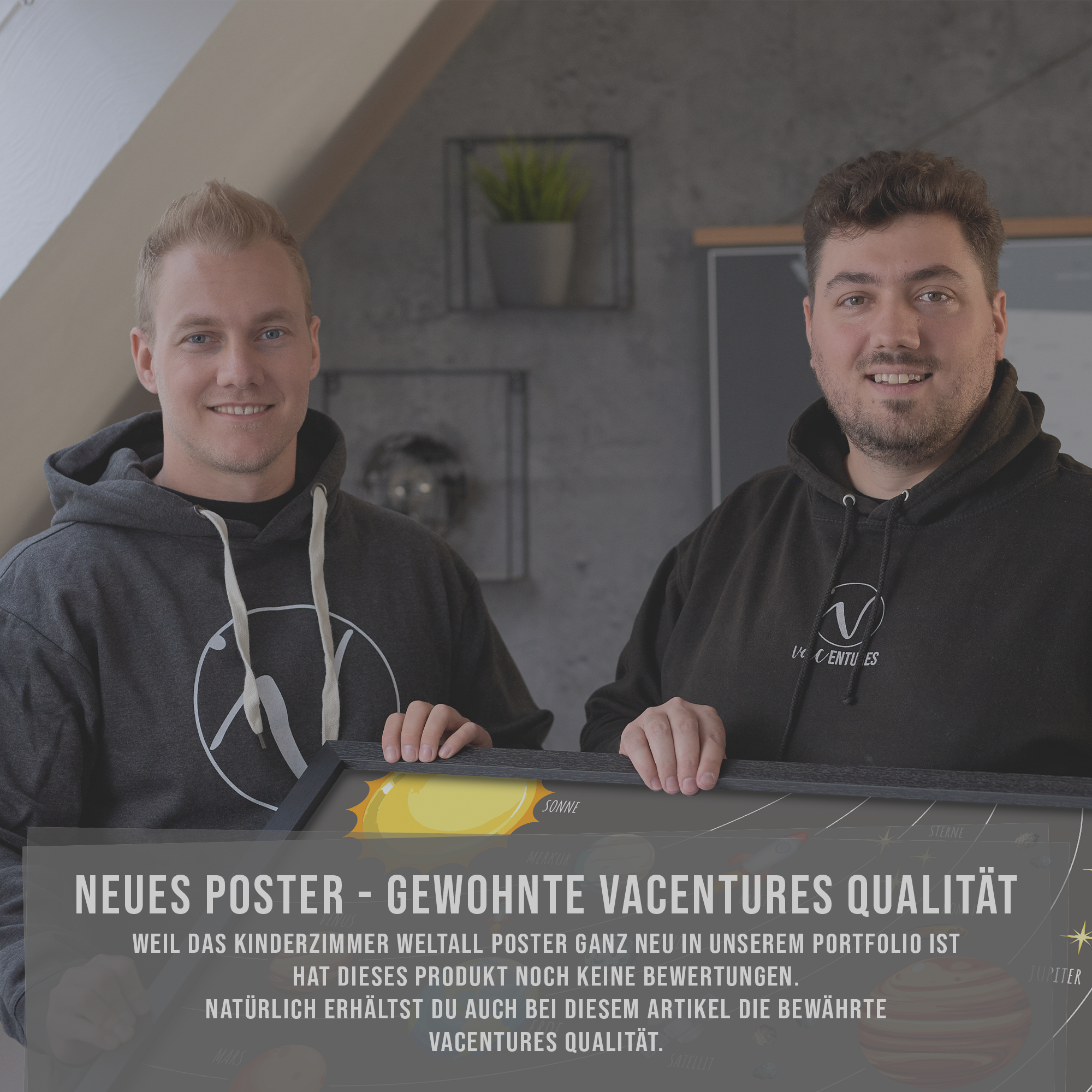 Kinderzimmer Weltall Poster - Grau