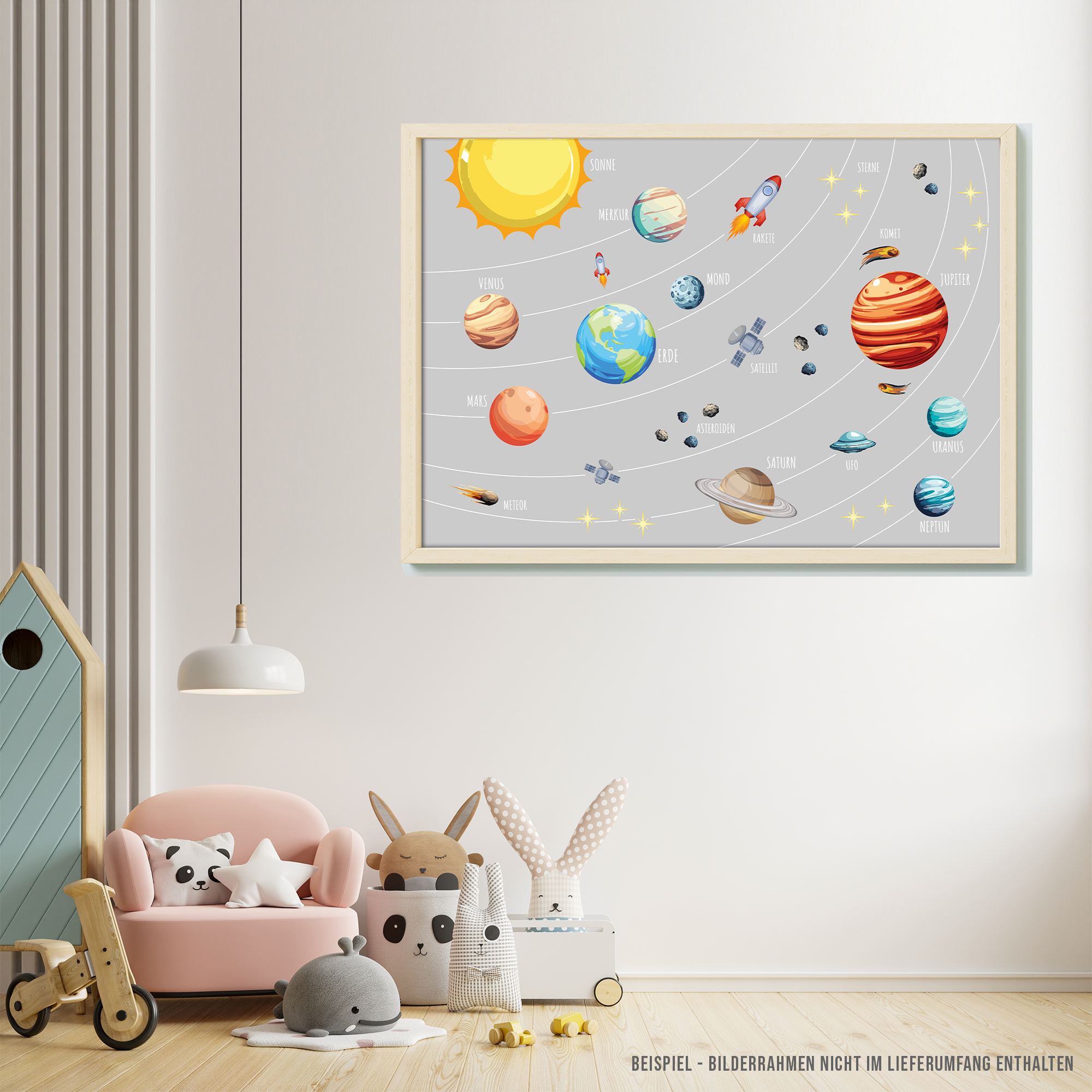 Kinderzimmer Weltall Poster - Weiss