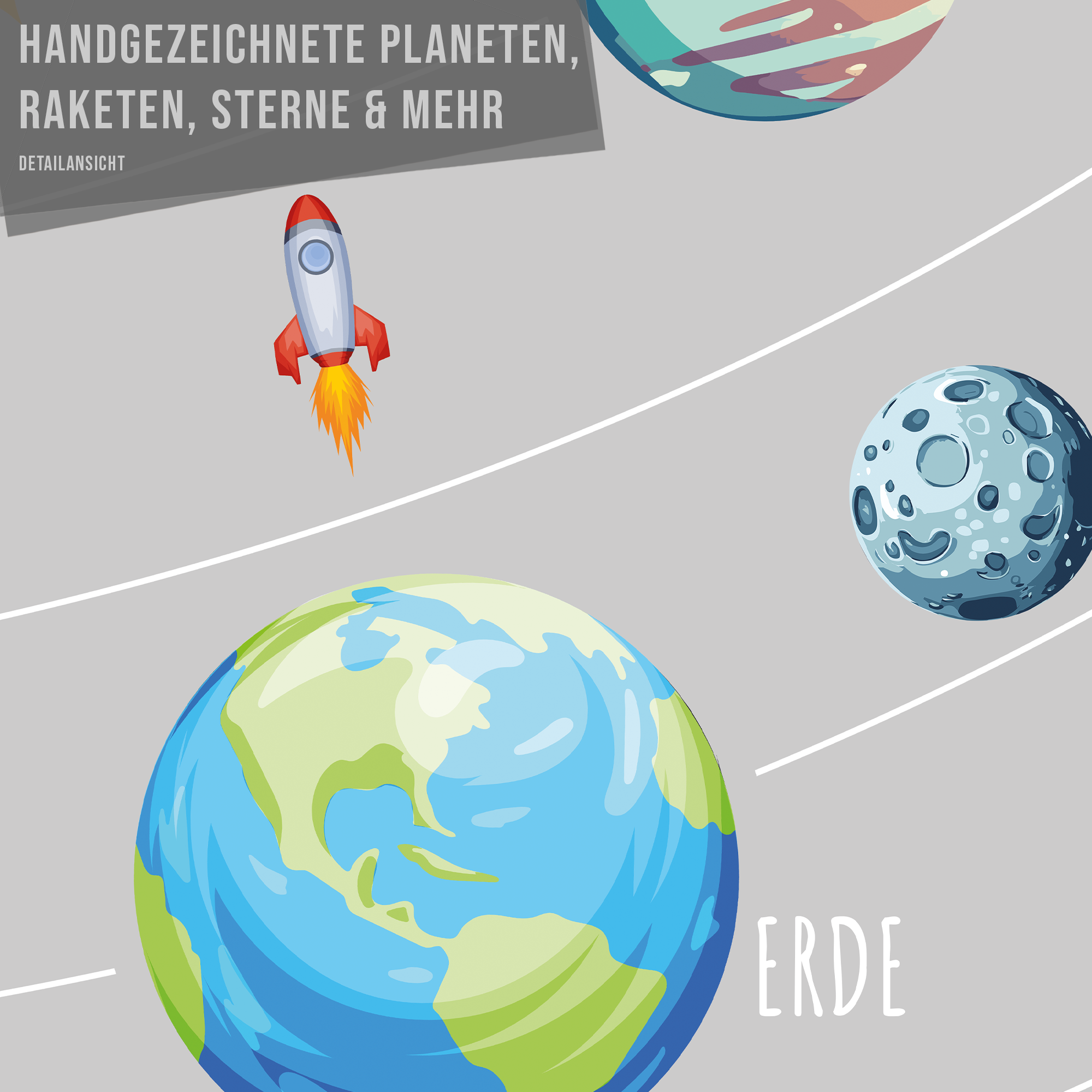 Kinderzimmer Weltall Poster - Weiss