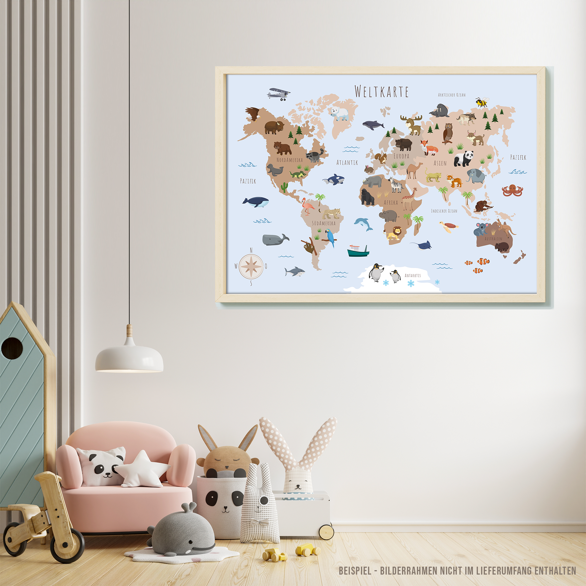Kinderzimmer Weltkarte Poster - Beige
