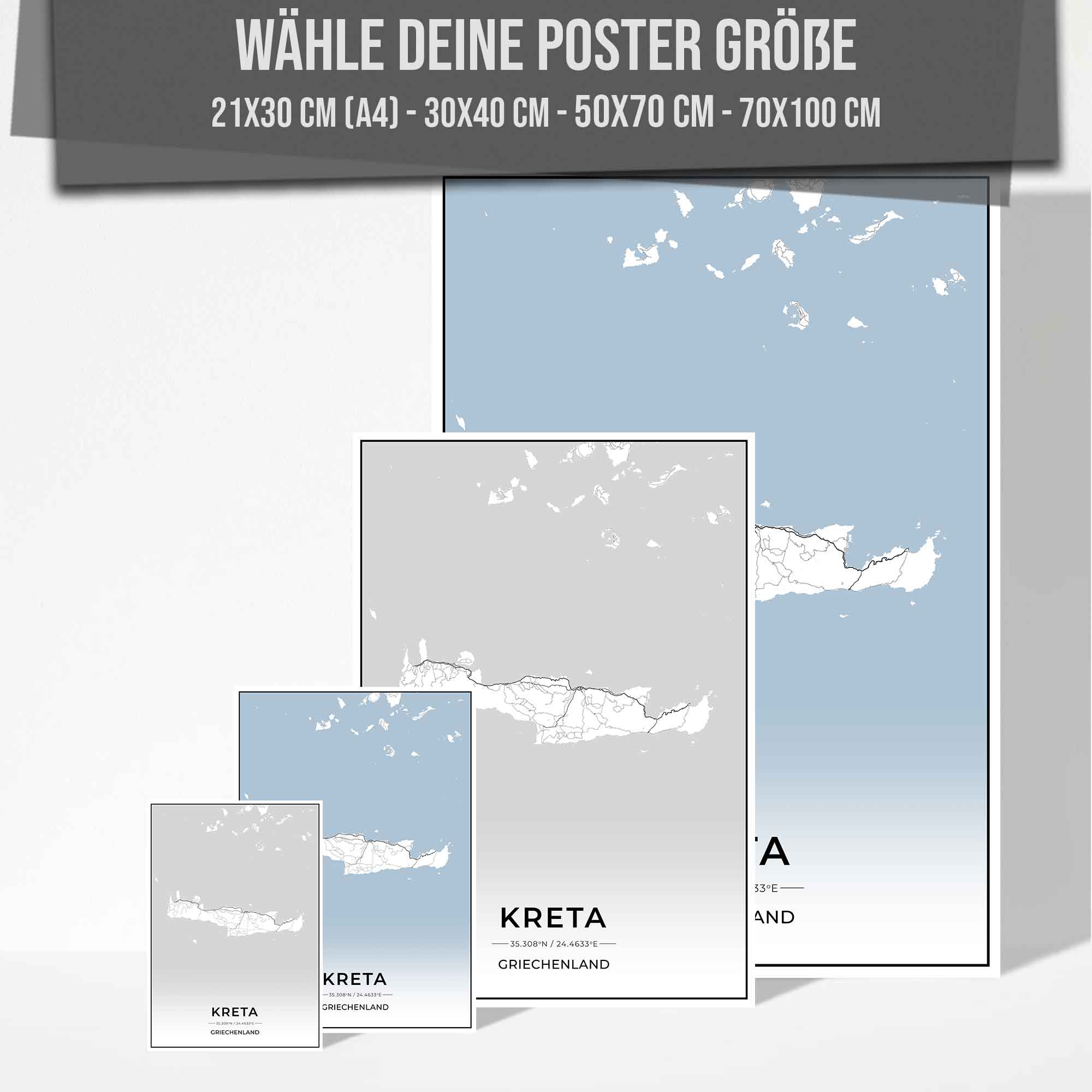 Insel Karten Poster - Kreta