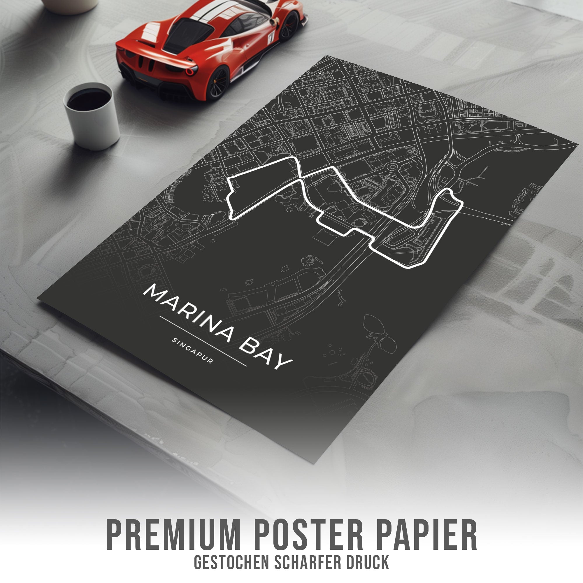 Rennstrecke Poster - Marina Bay - Motorsport Karte