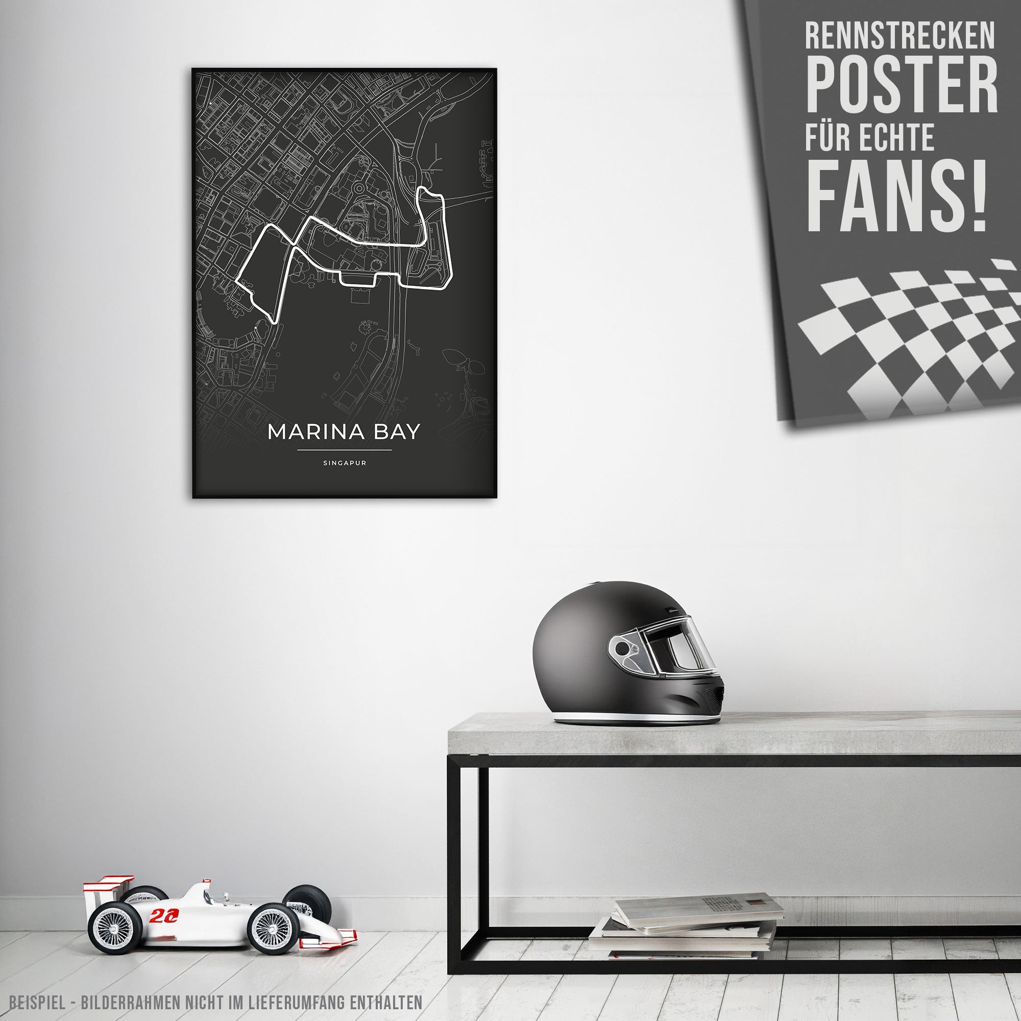 Rennstrecke Poster - Marina Bay - Motorsport Karte