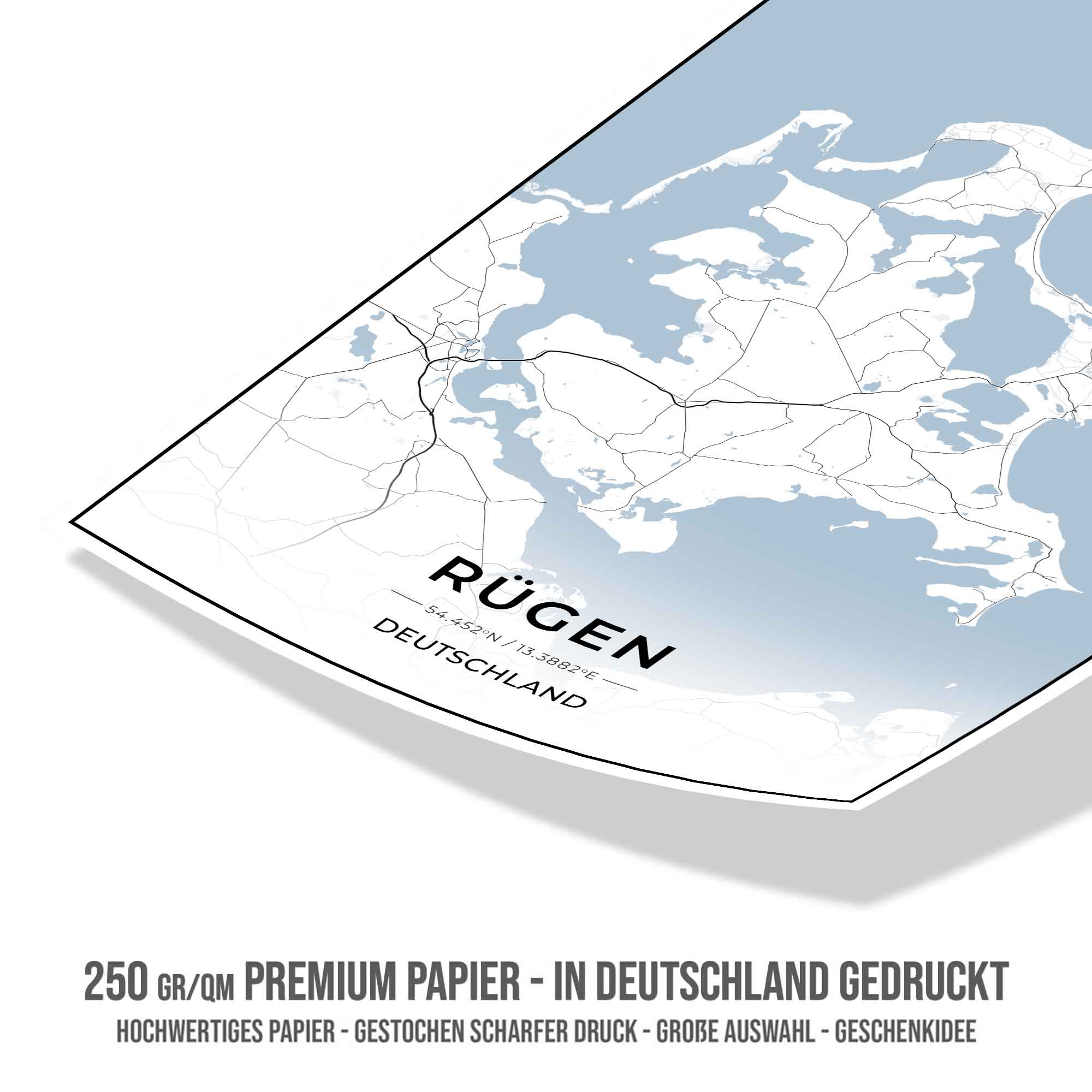Insel Karten Poster - Rügen