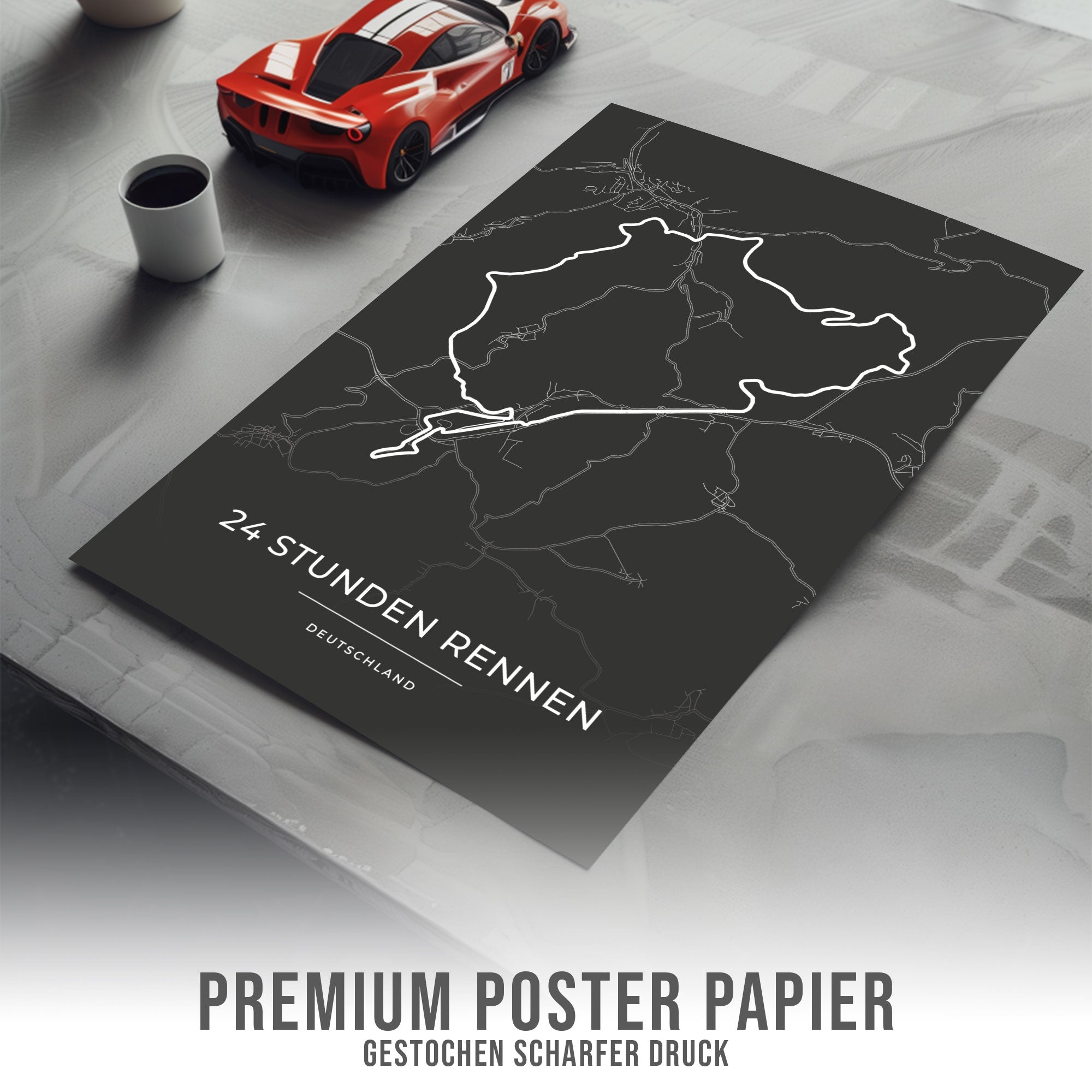 Rennstrecke Poster - Nürburg 24h Rennen - Motorsport Karte