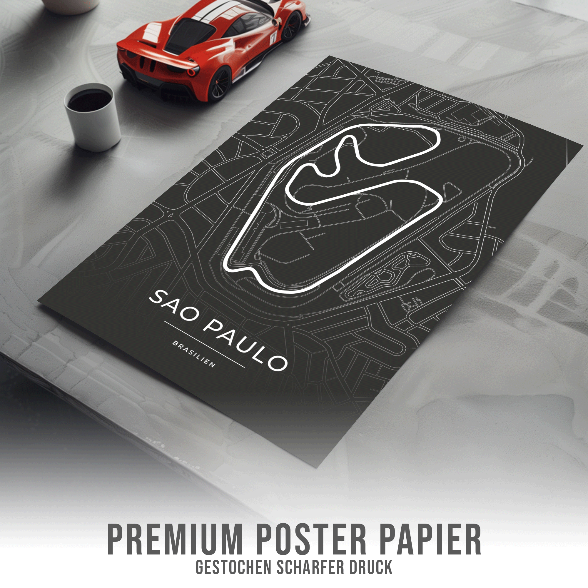 Rennstrecke Poster - Sao Paulo - Motorsport Karte