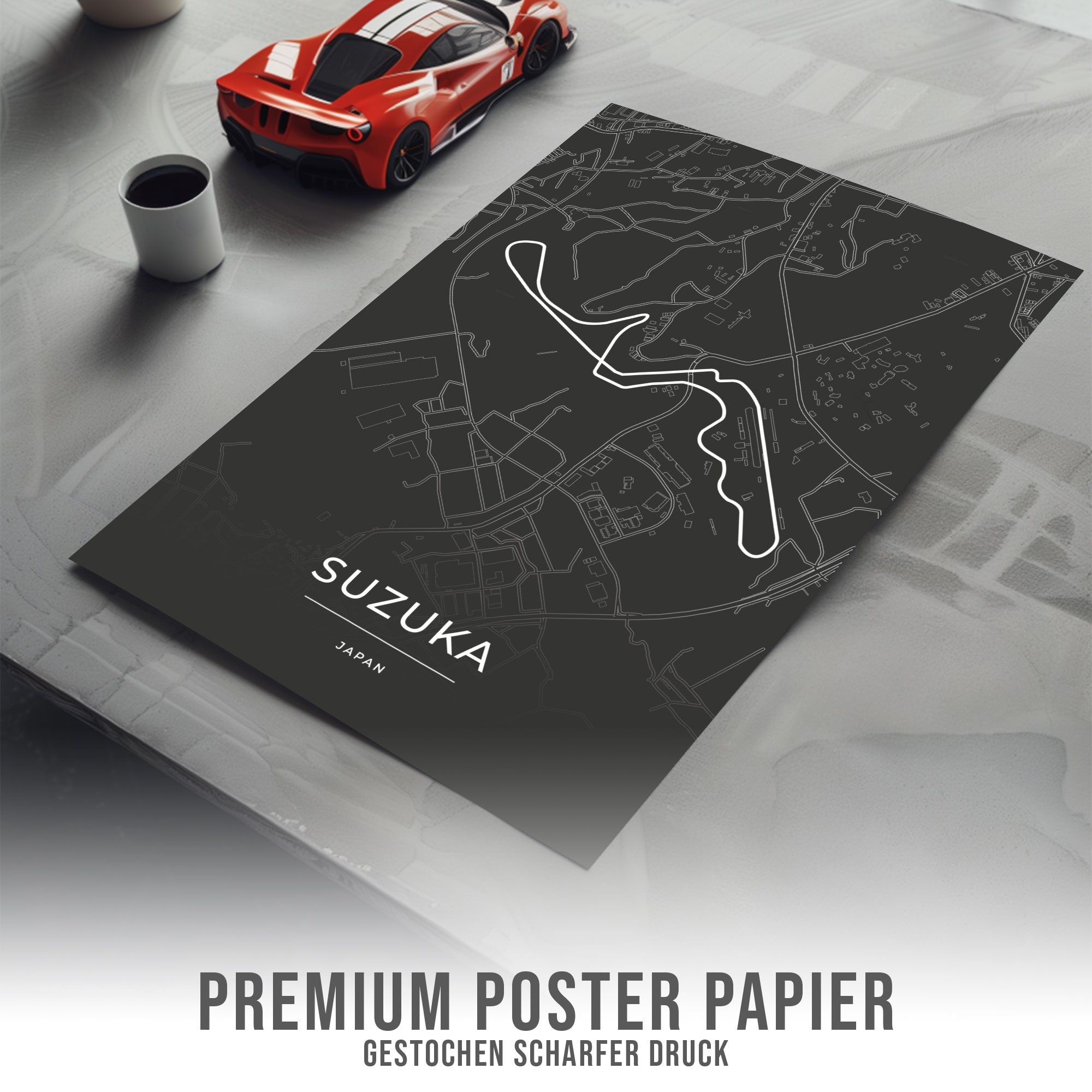 Rennstrecke Poster - Suzuka - Motorsport Karte