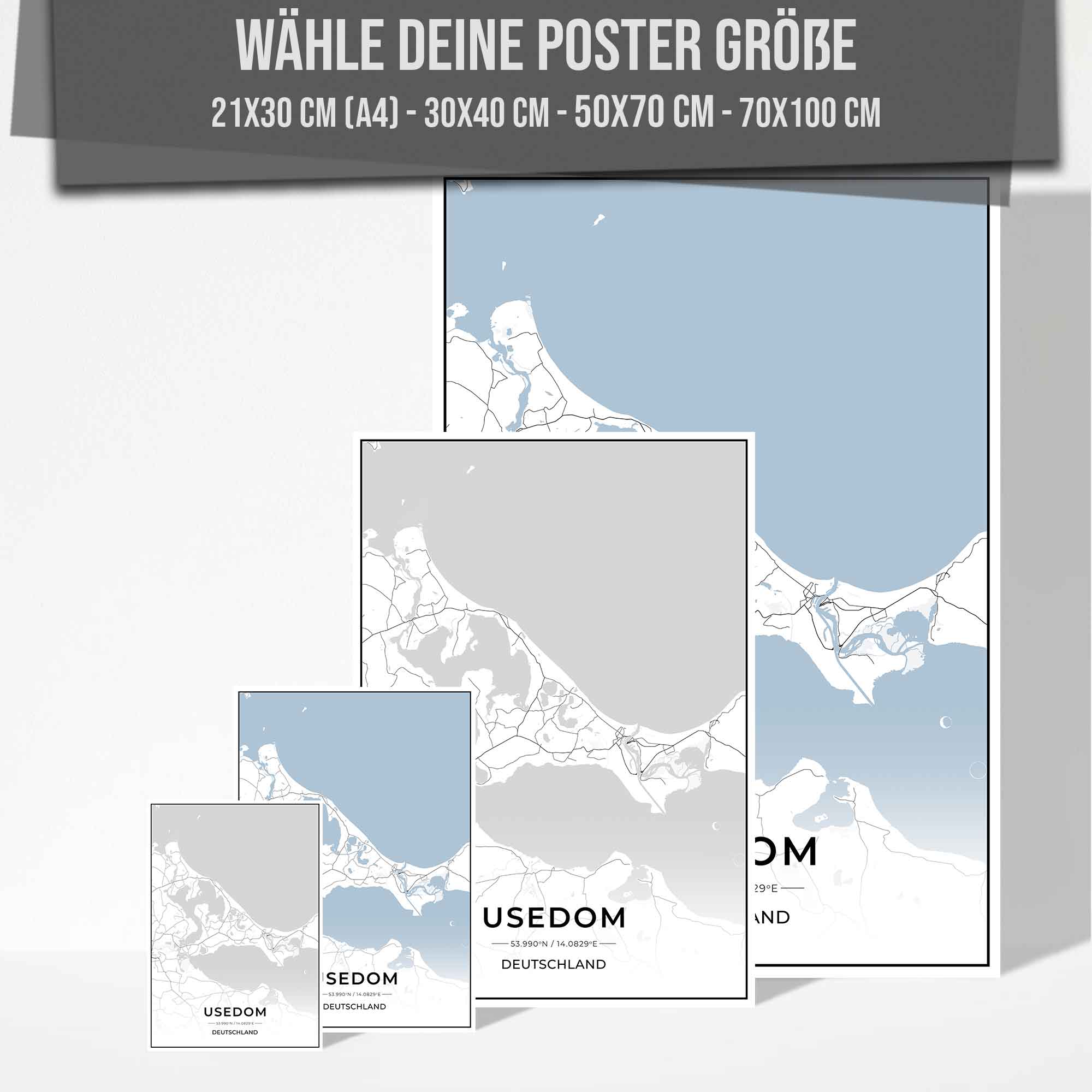 Insel Karten Poster - Usedom