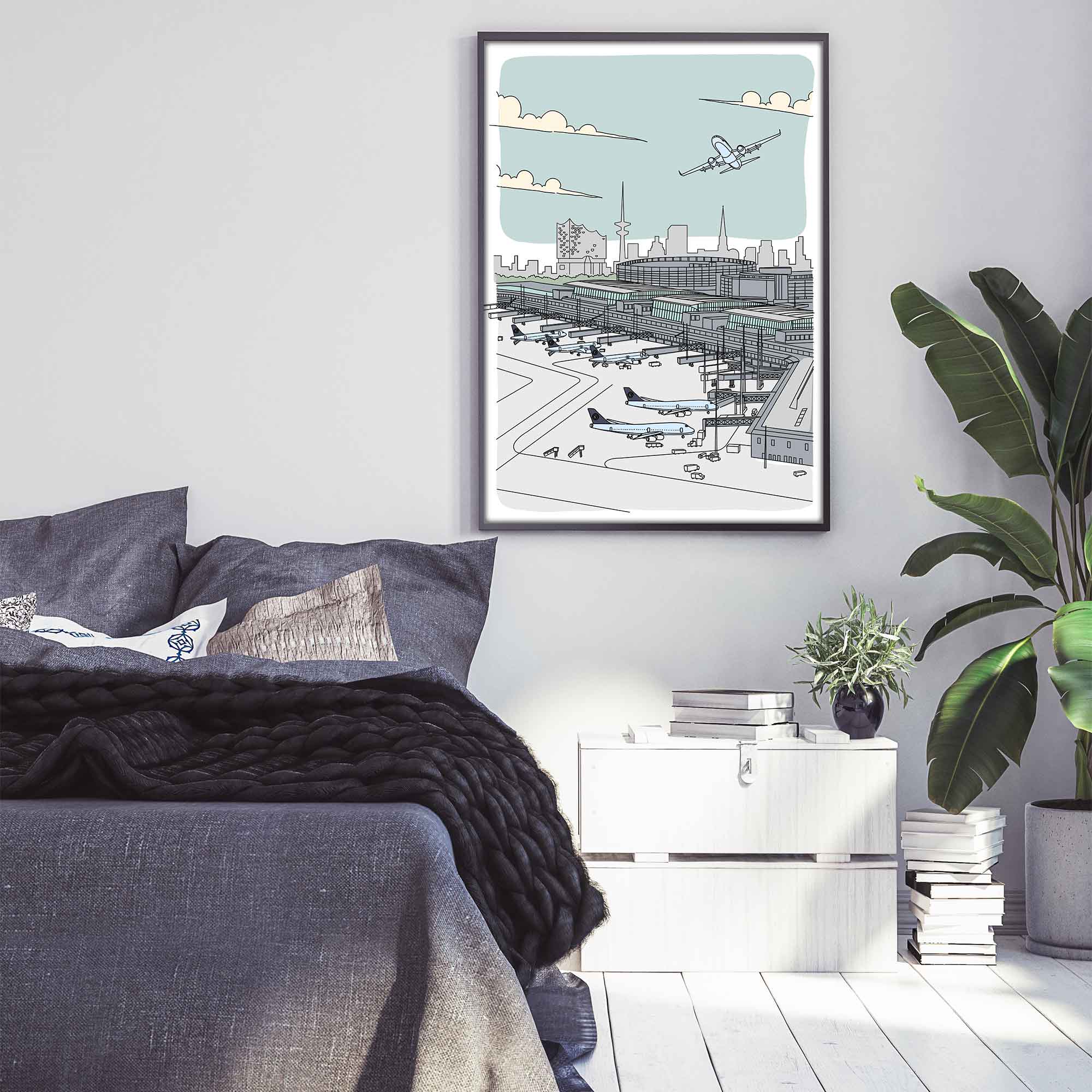 Flughafen Illustration - Hamburg