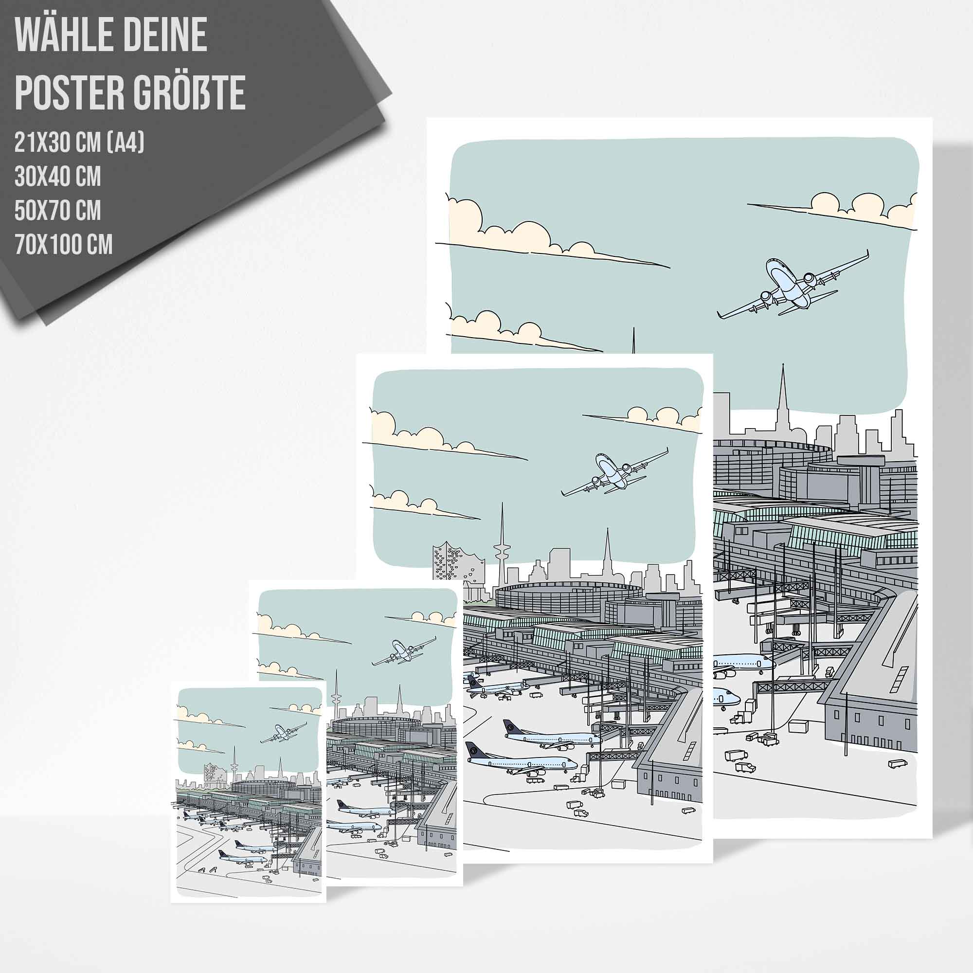 Flughafen Illustration - Hamburg