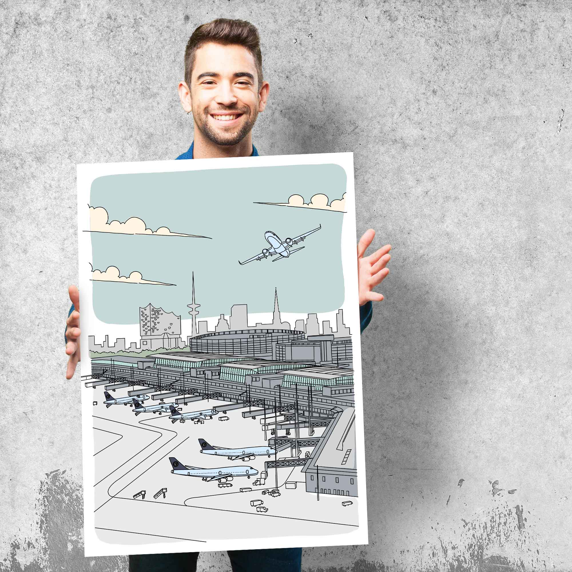 Flughafen Illustration - Hamburg