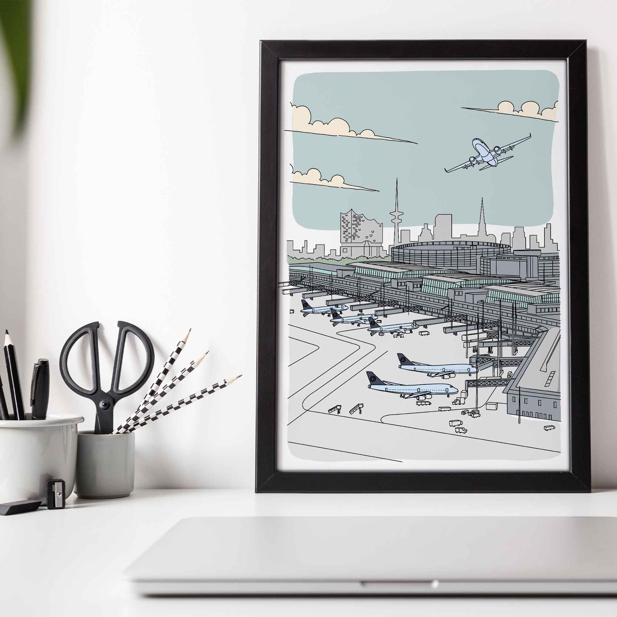 Flughafen Illustration - Hamburg