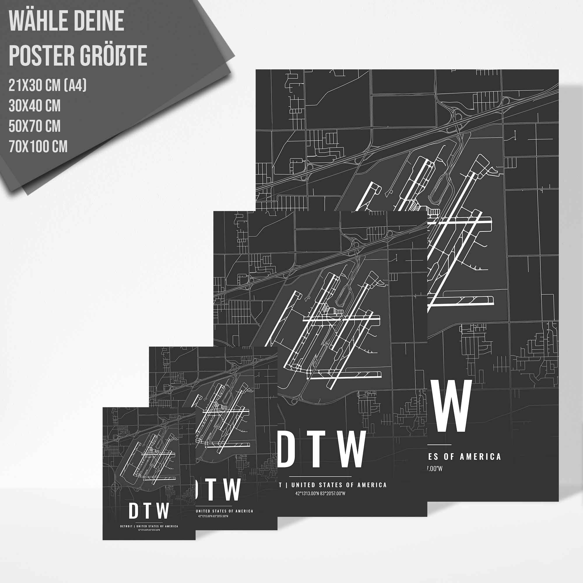 Flughafen Poster - DTW - Detroit