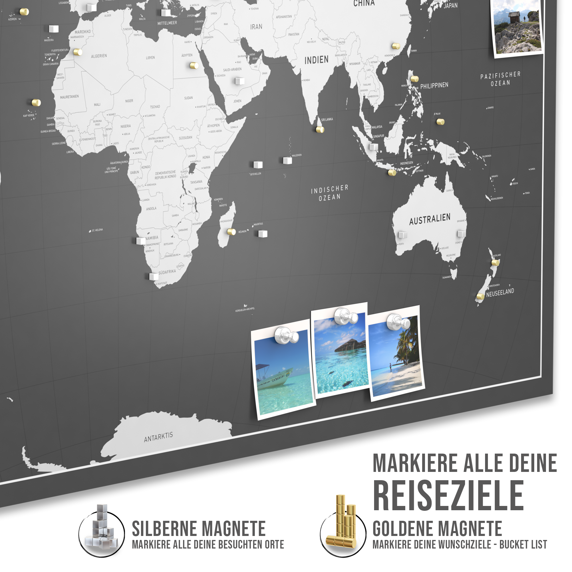 Die magnetische Weltkarte - inkl. Magnet Pins