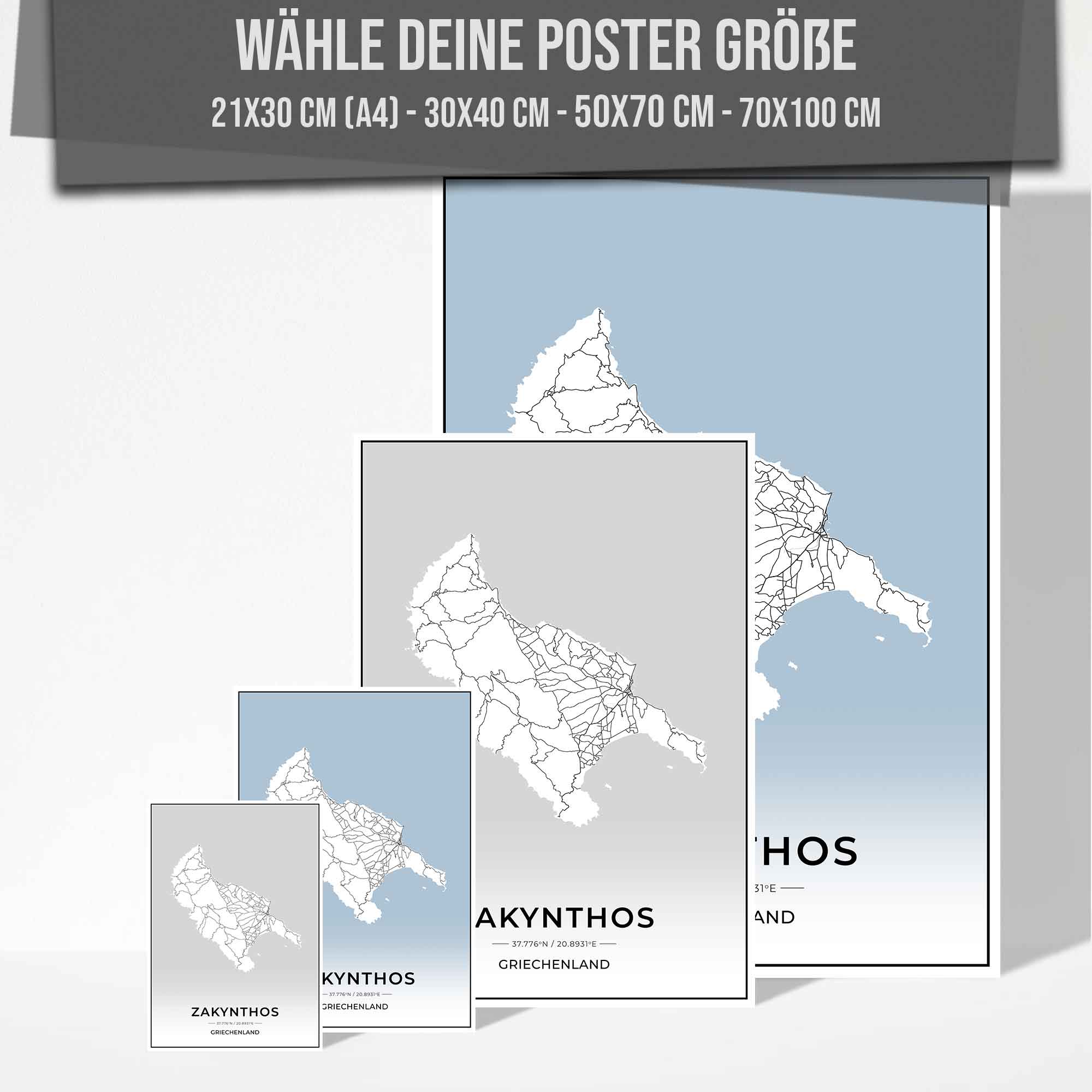 Insel Karten Poster - Zakynthos