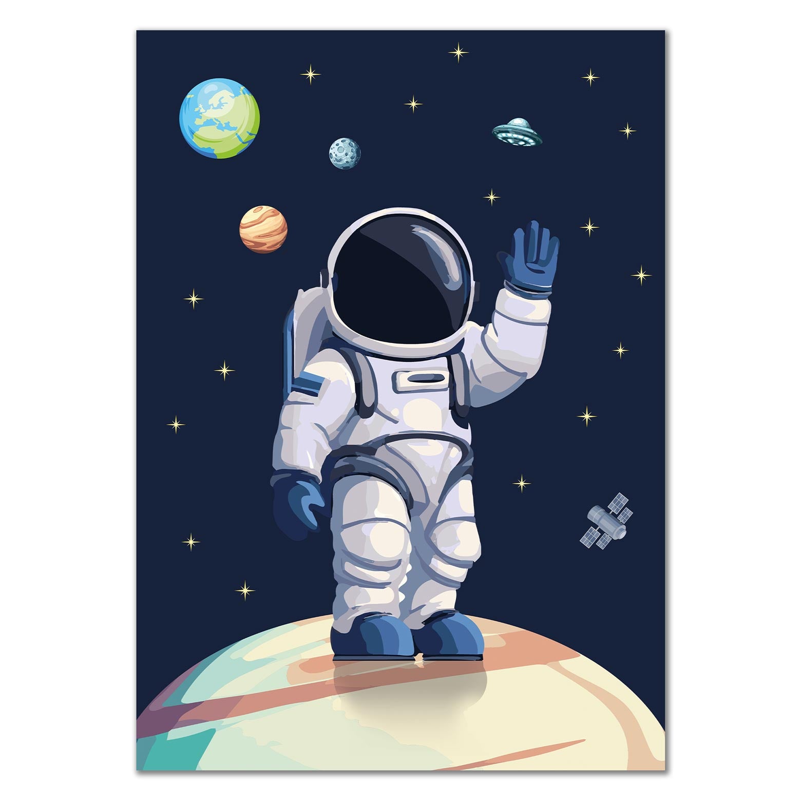 Weltraum Abenteuer Astronaut Poster - Blau