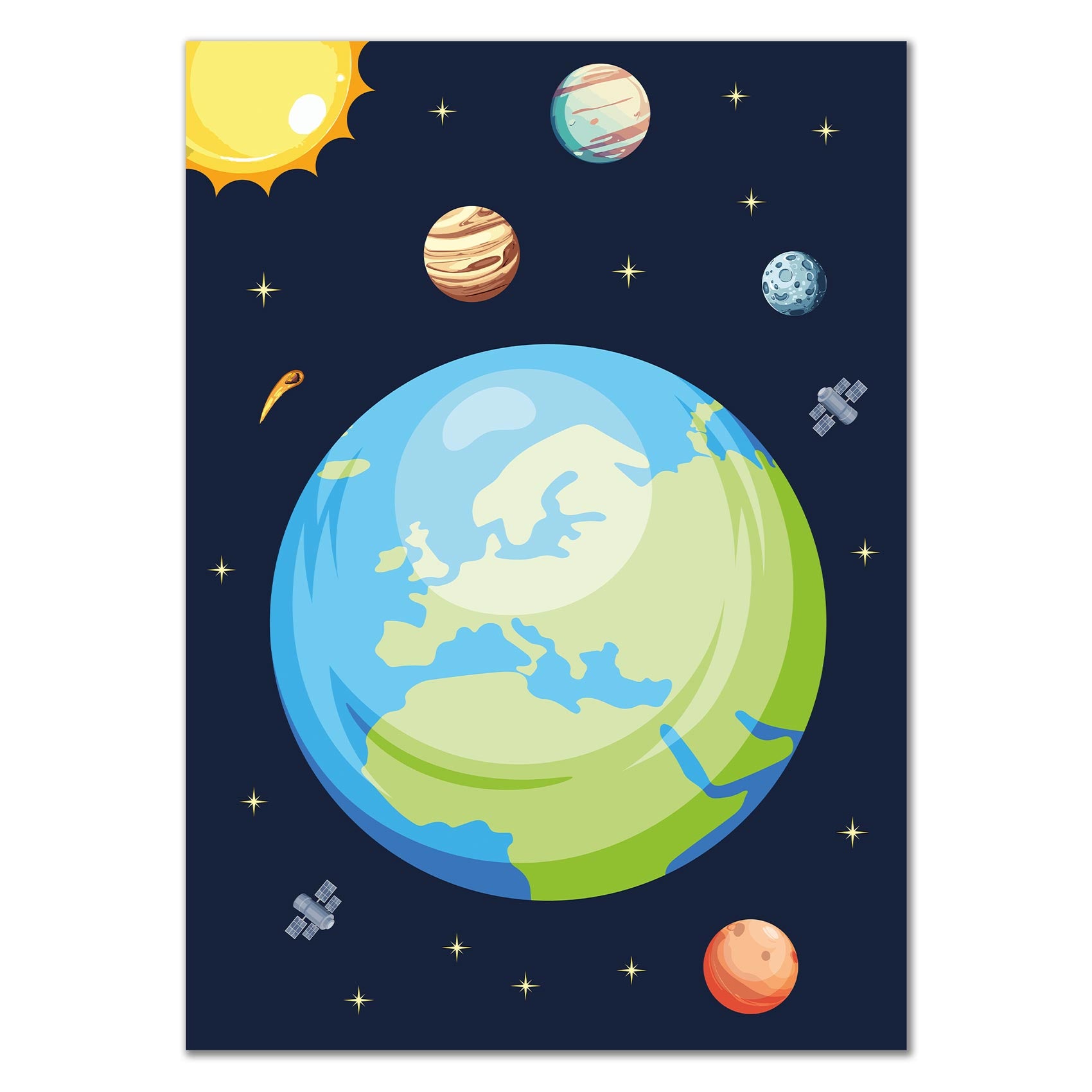Weltraum Abenteuer Erde Poster - Blau