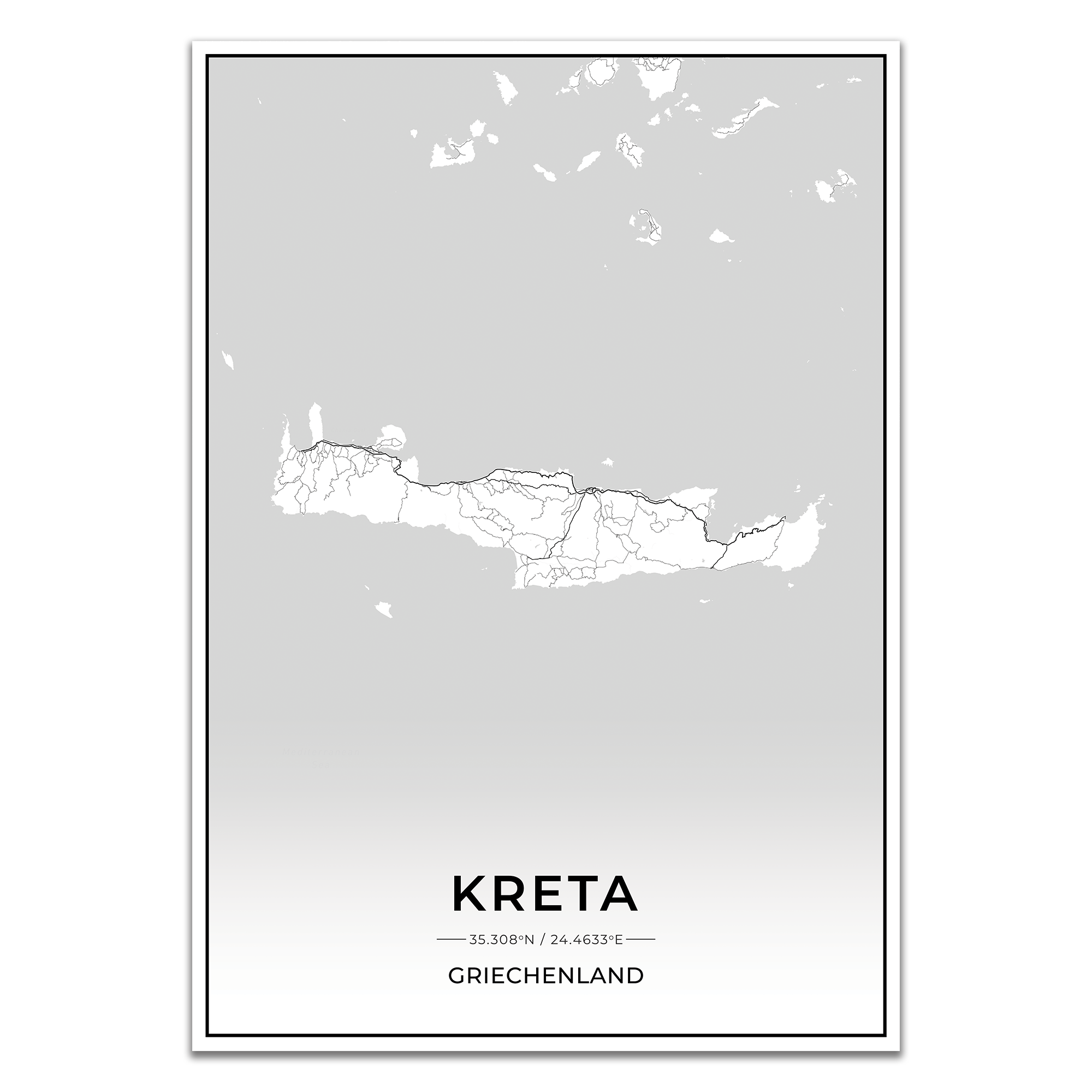 Insel Karten Poster - Kreta
