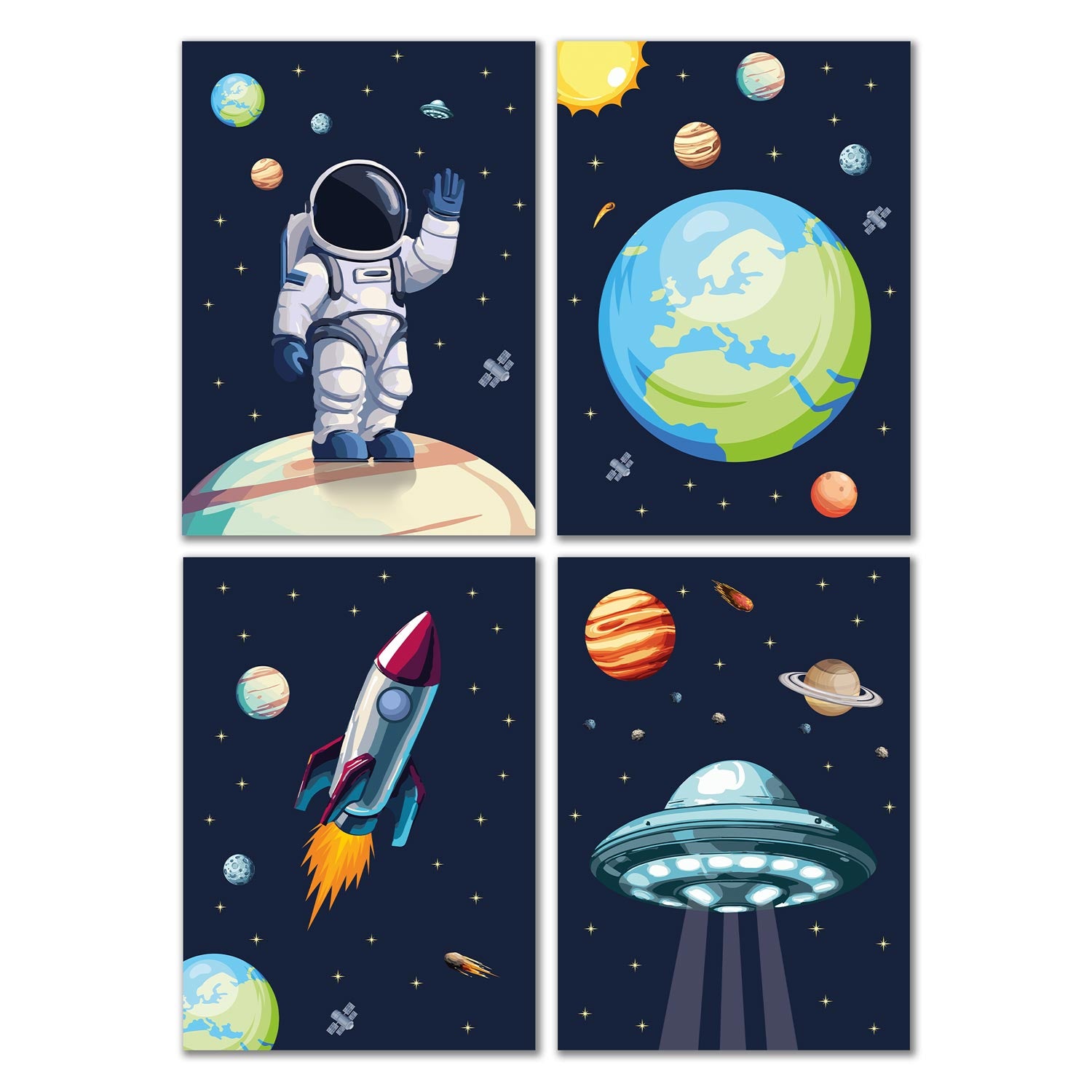 Weltraum Abenteuer Astronaut Poster - Blau