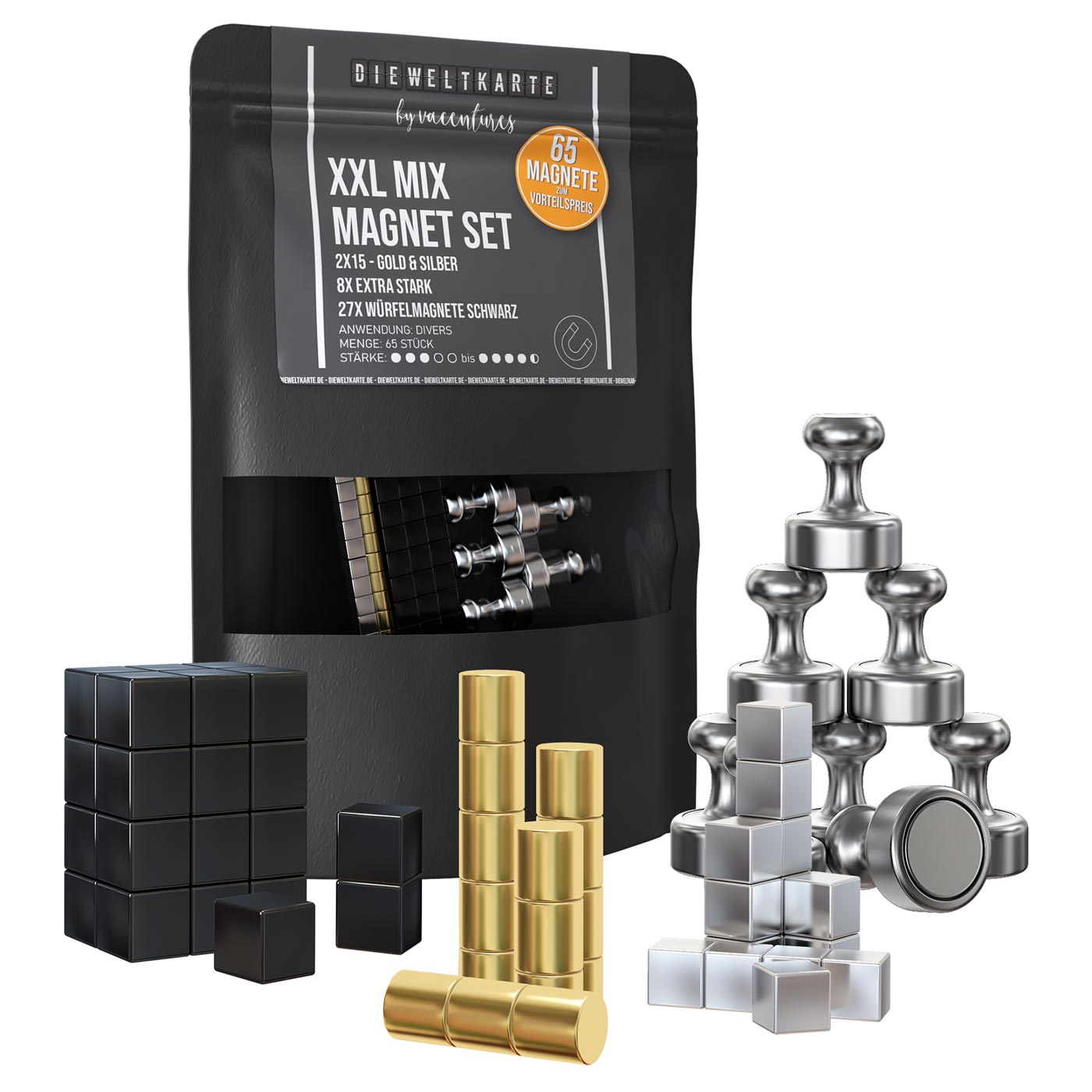 Magnet Set -  XXL Mix - Pack 65 Stück