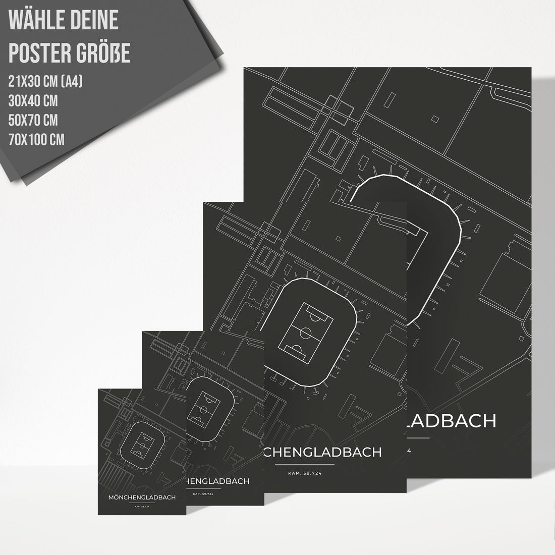 Stadion Poster - Mönchengladbach - Fussball Karte