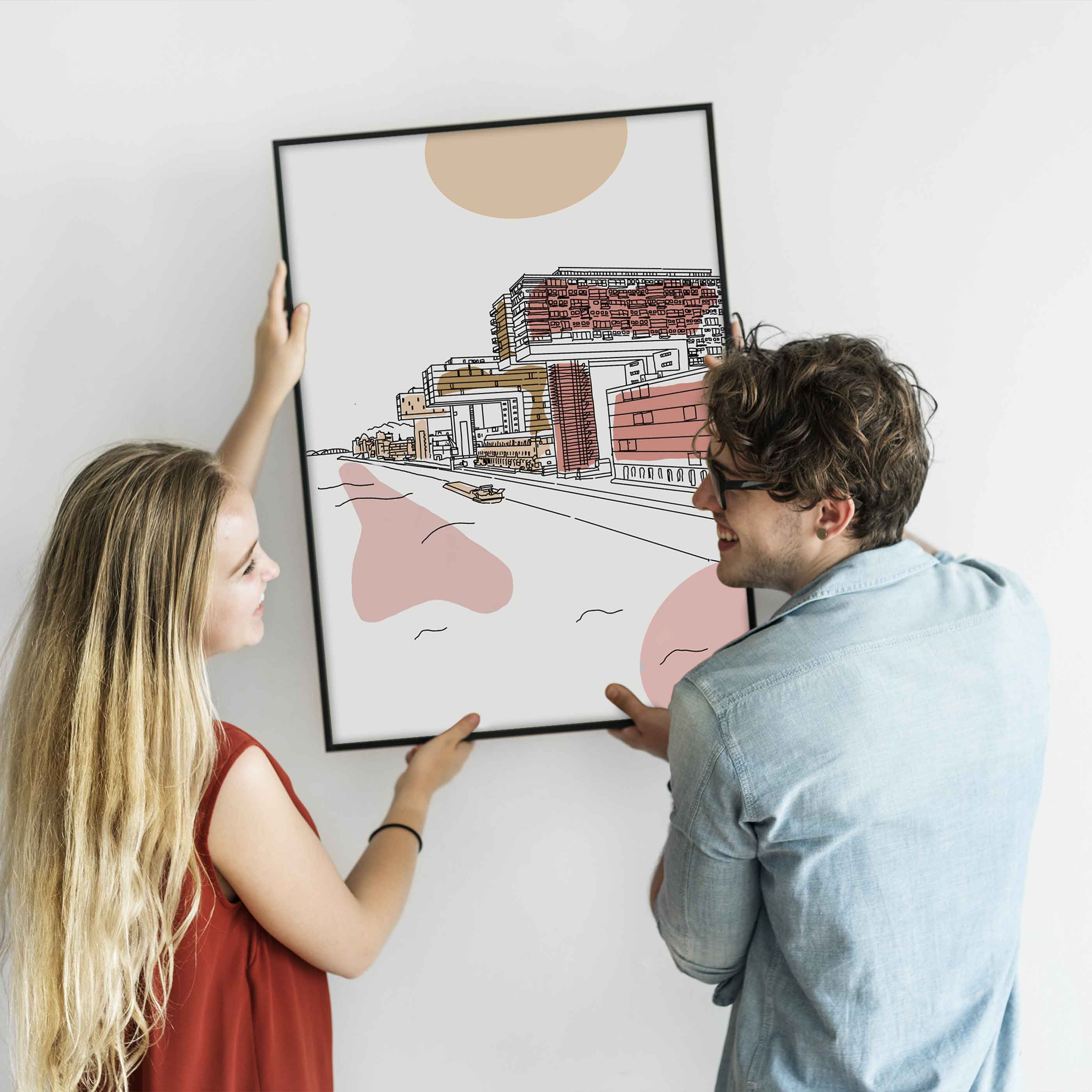 Poster Köln Kranhäuser Line Art