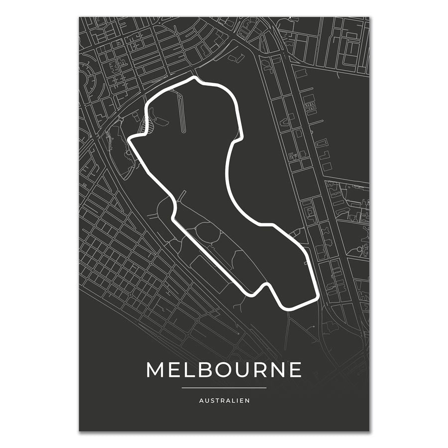 Formel 1 Poster - Melbourne - Formel 1 Rennstrecke Karte / Poster-Poster-DIE WELTKARTE