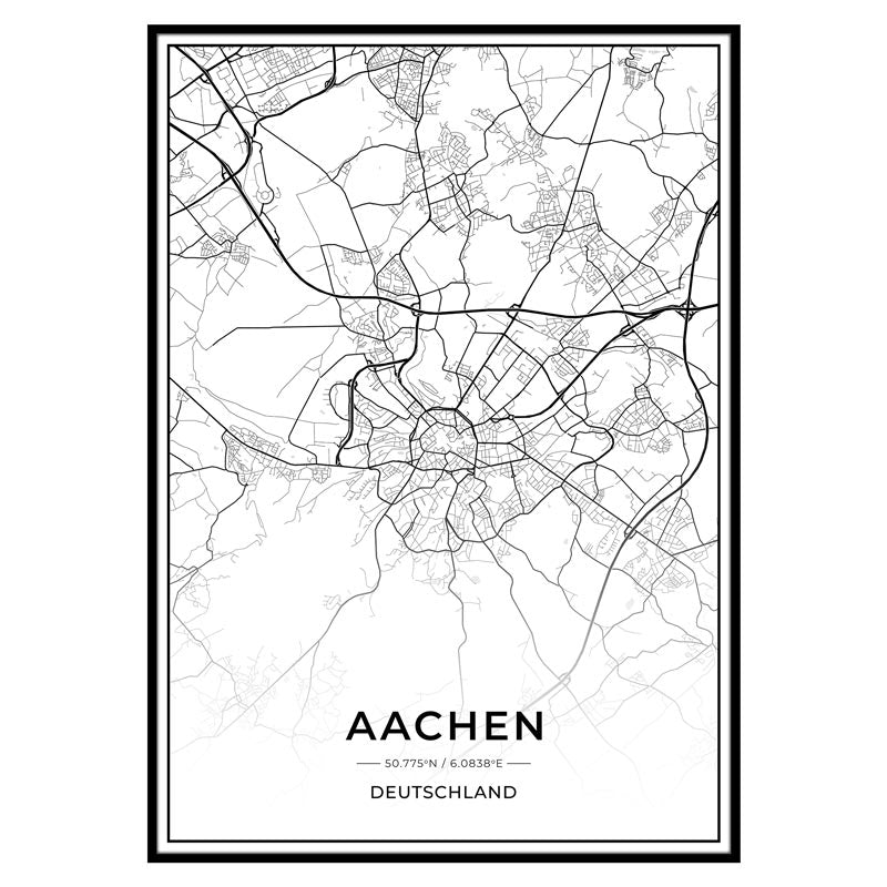 Stadt Karten Poster - Aachen