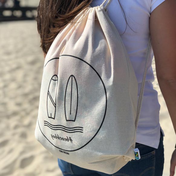 Beachbag "surf" - Fairtrade Turnbeutel-Bag-DIE WELTKARTE