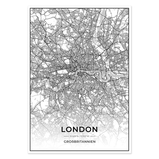 Stadt Karten Poster - London